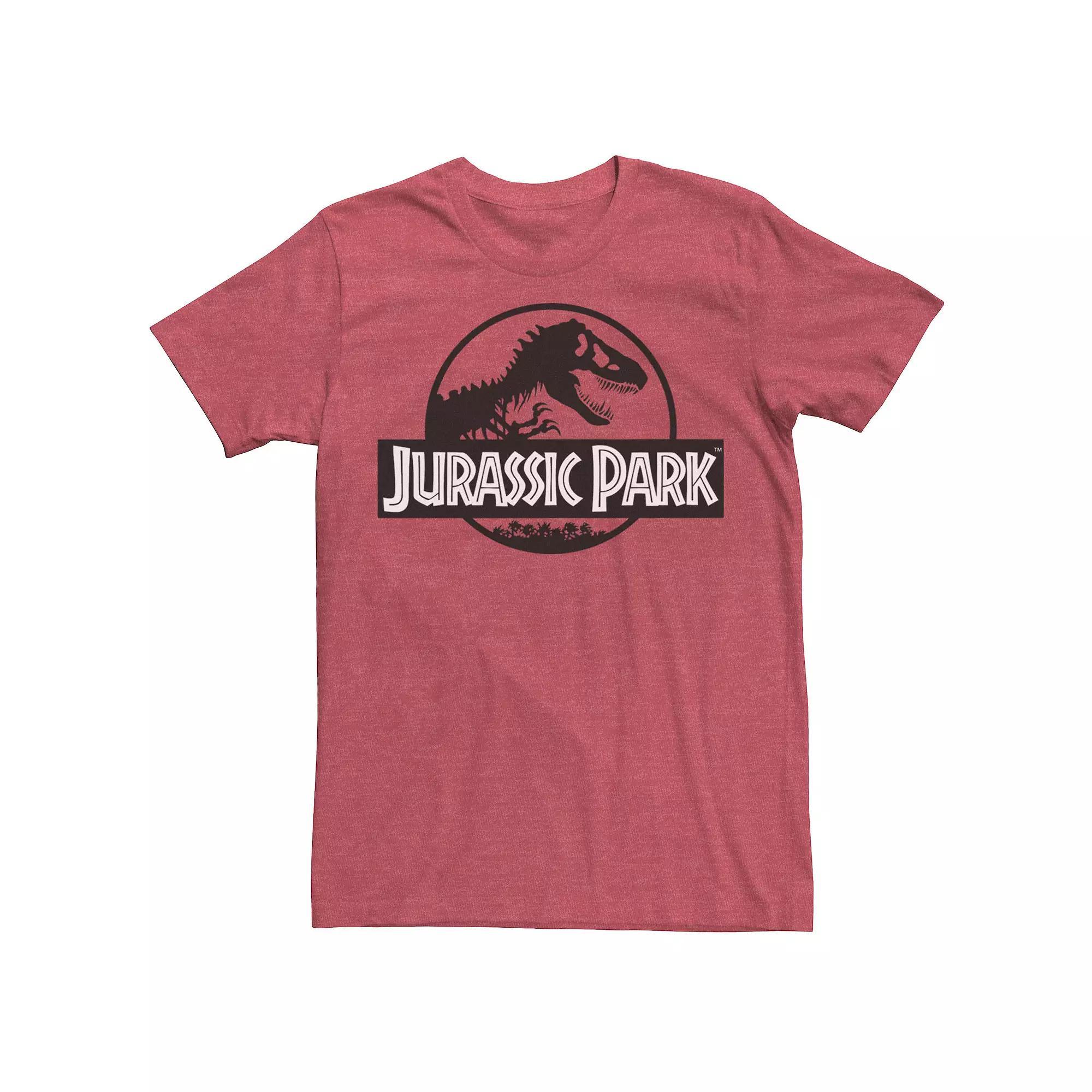 Mens Jurassic Park Basic Black & White Logo Tee Red Grey Product Image