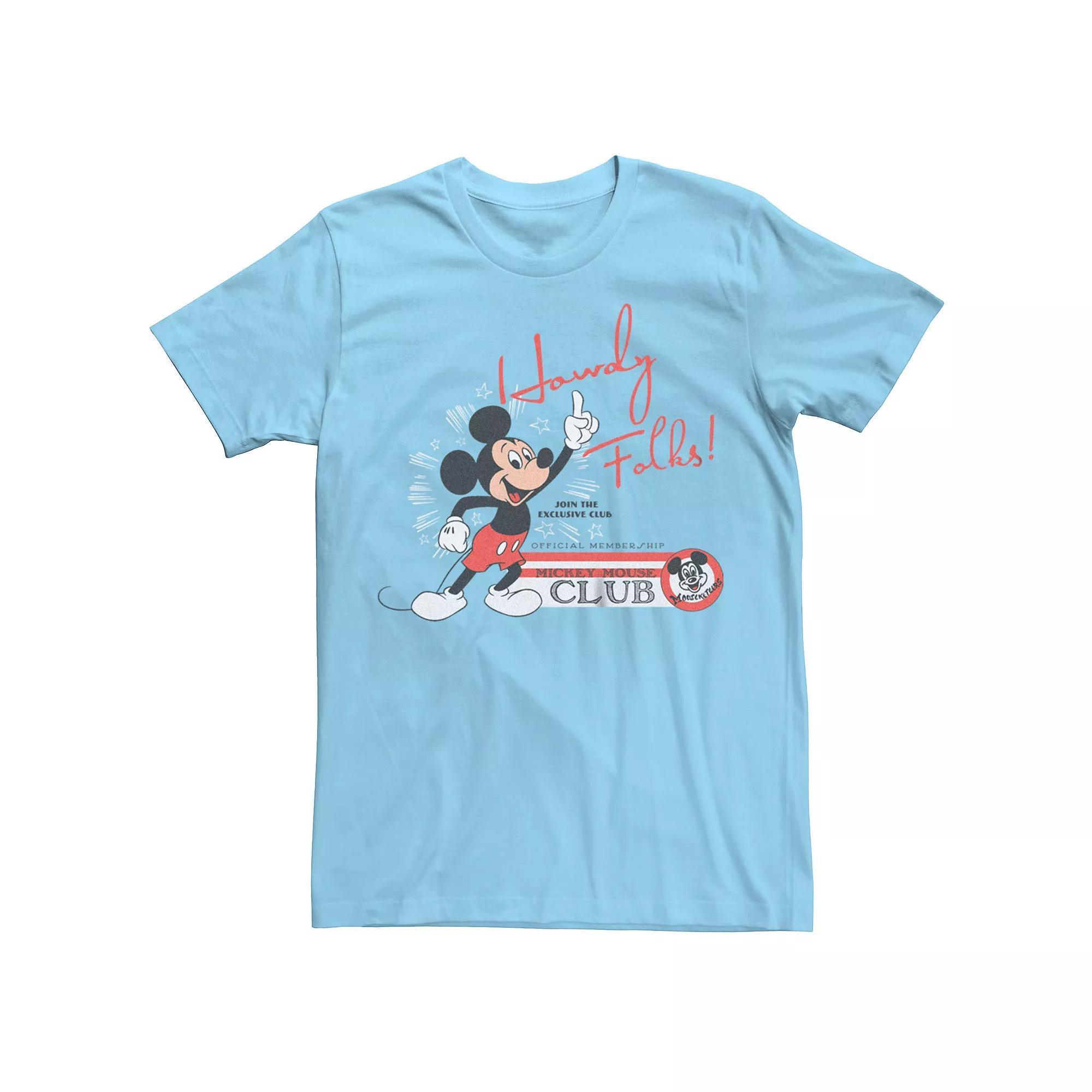 Disney's 100 Mickey Mouse Howdy Folks! Men's Tee, Size: XXL, Light Blue Product Image