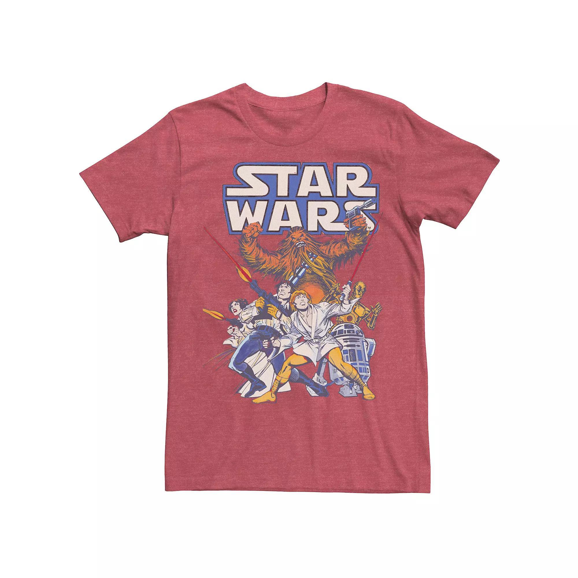 Men's Star Wars Hero's Group Shot Vintage Poster Tee, Size: XL, Red Grey Product Image