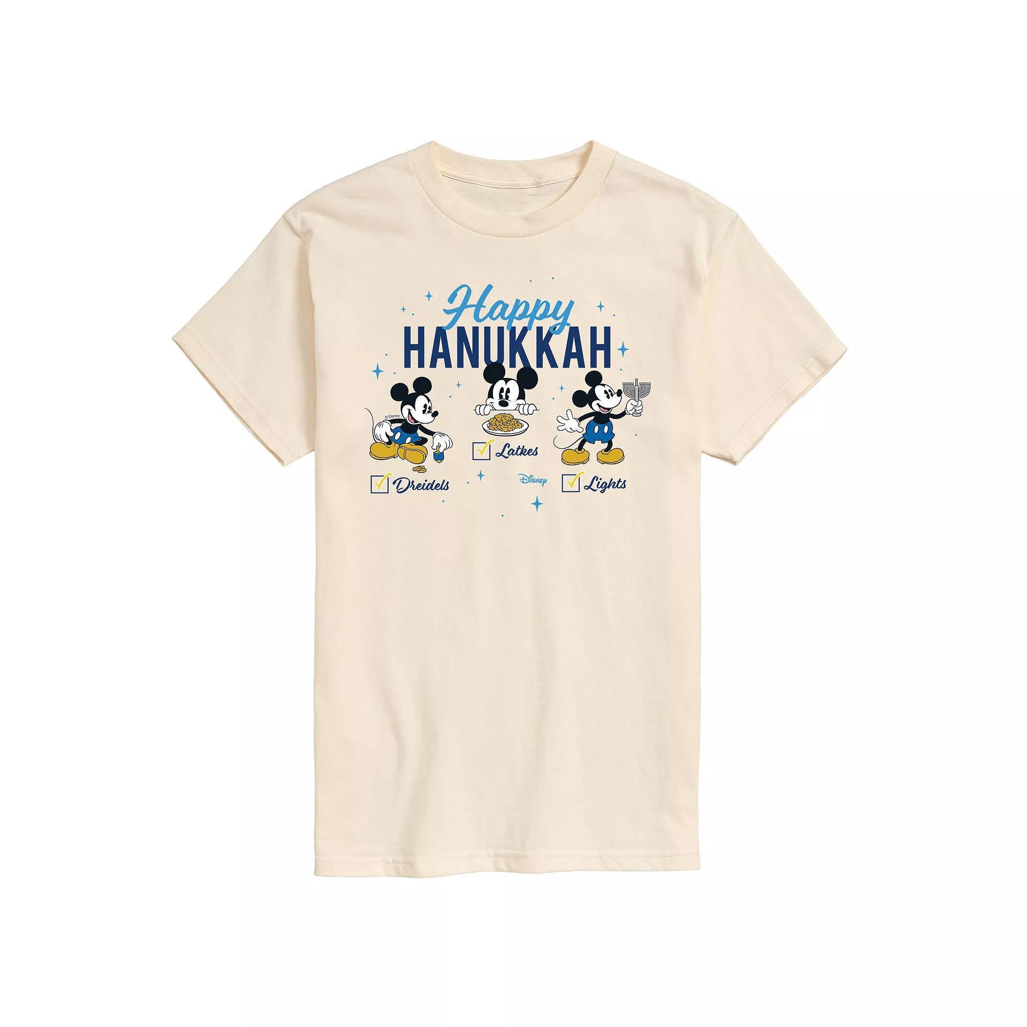 Disney's Mickey Mouse Happy Hanukkah Graphic Tee, Men's, Size: XL, Beige Product Image