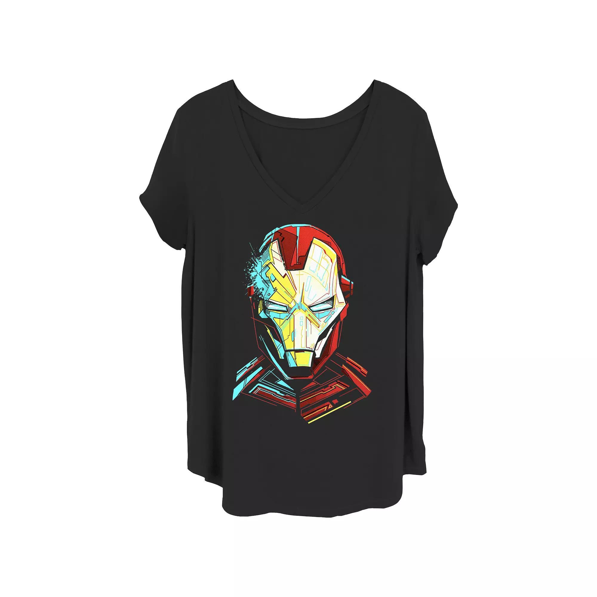 Juniors Plus Size Marvel Avengers Shiny Iron Man Helmet Graphic Tee, Girls Product Image