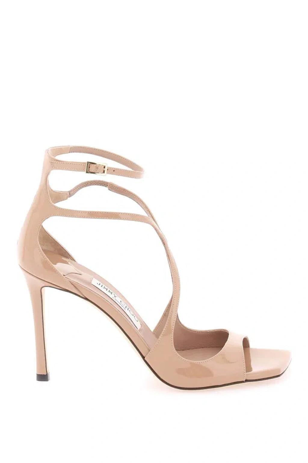 JIMMY CHOO Azia 75 Sandals In Pastel Pink Patent Leather In Neutro Product Image