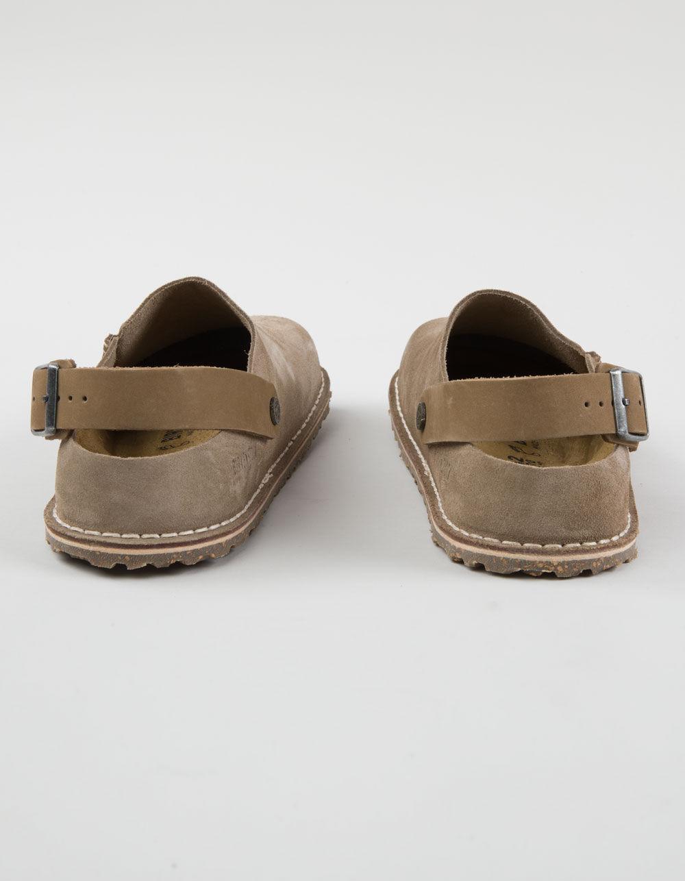 BIRKENSTOCK Lutry Premium Suede Mens Clogs - TAUPE Product Image