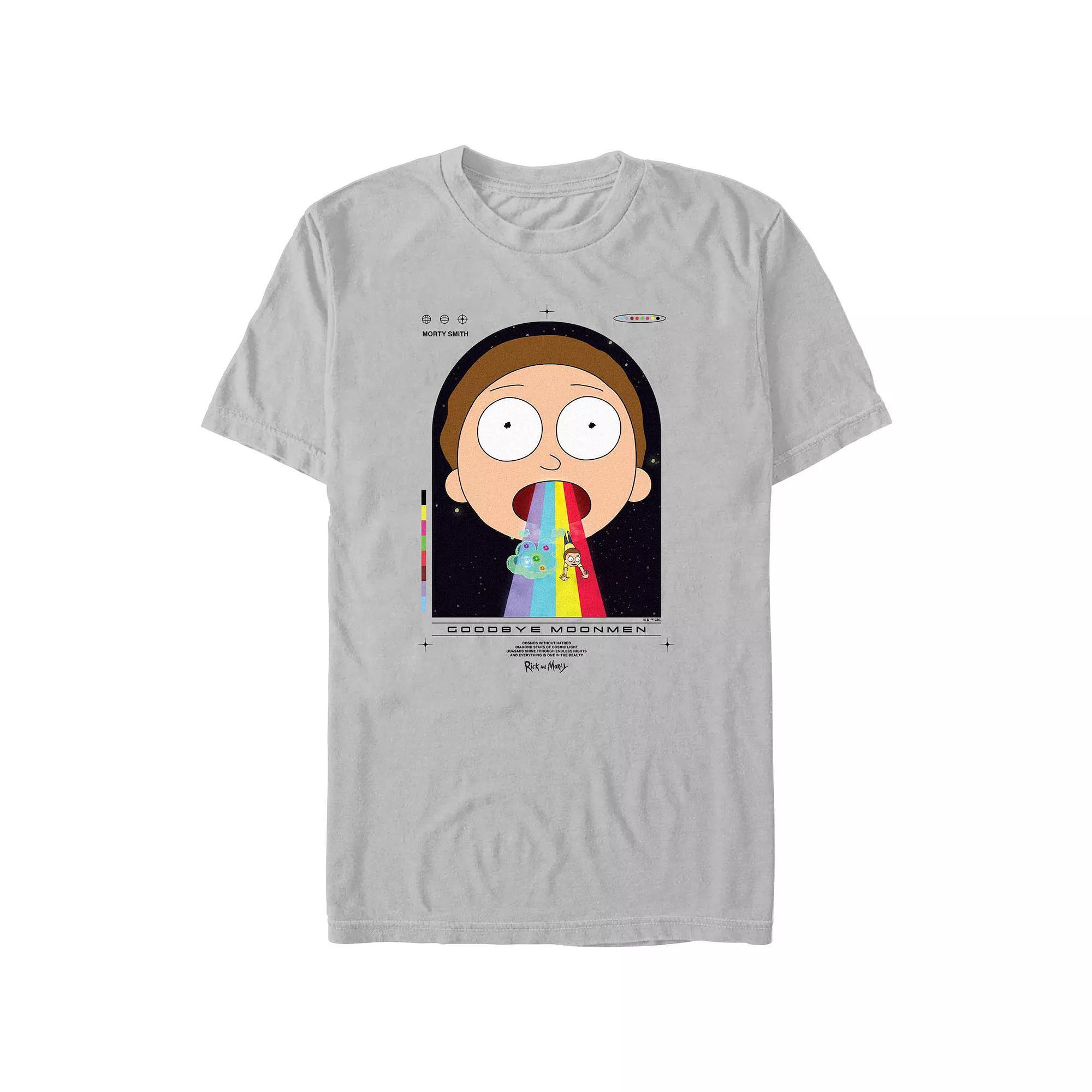 Men's Rick And Morty Rainbow Slide Graphic Tee, Size: Medium, Silver Product Image