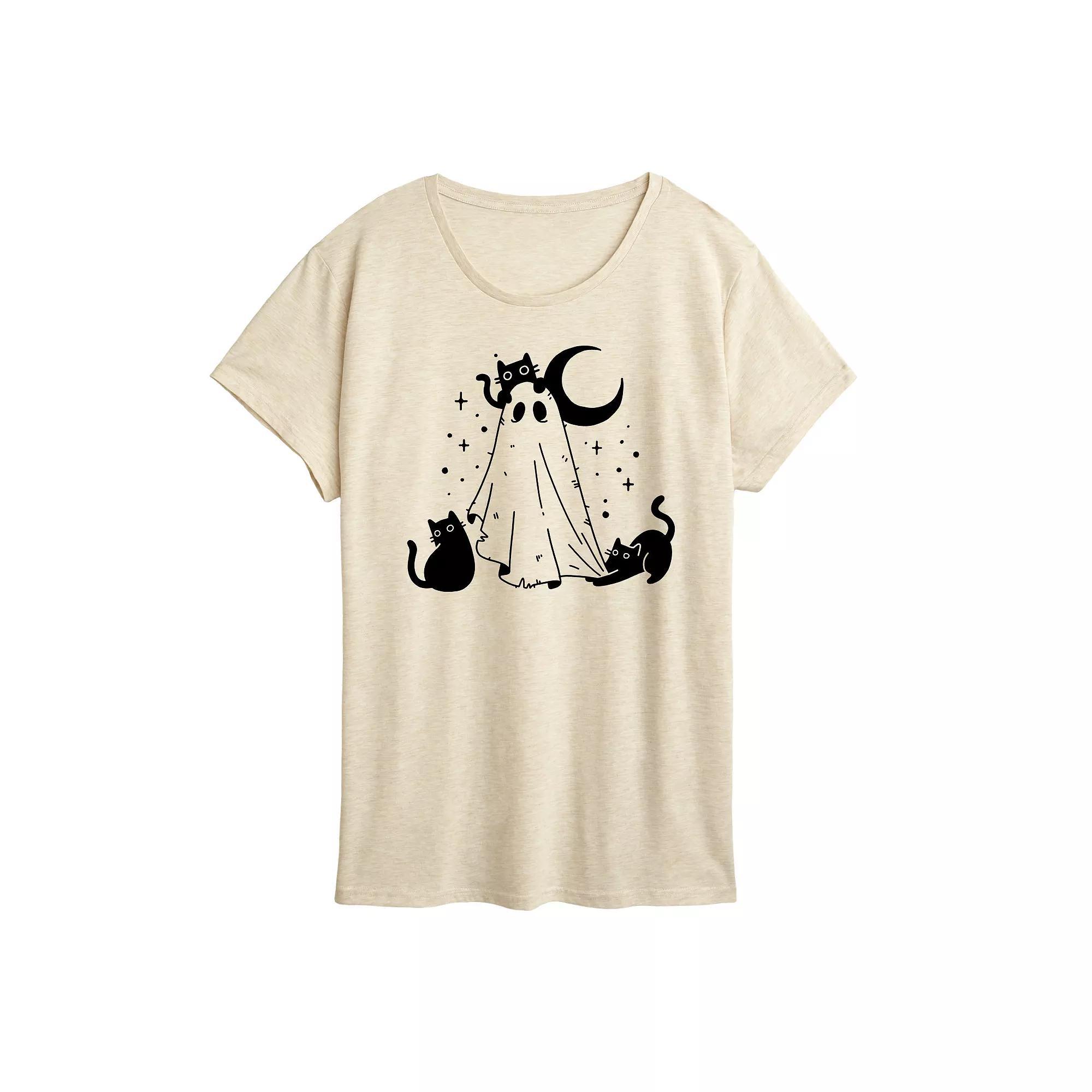 Womens Ghost and Cats Graphic Tee Product Image
