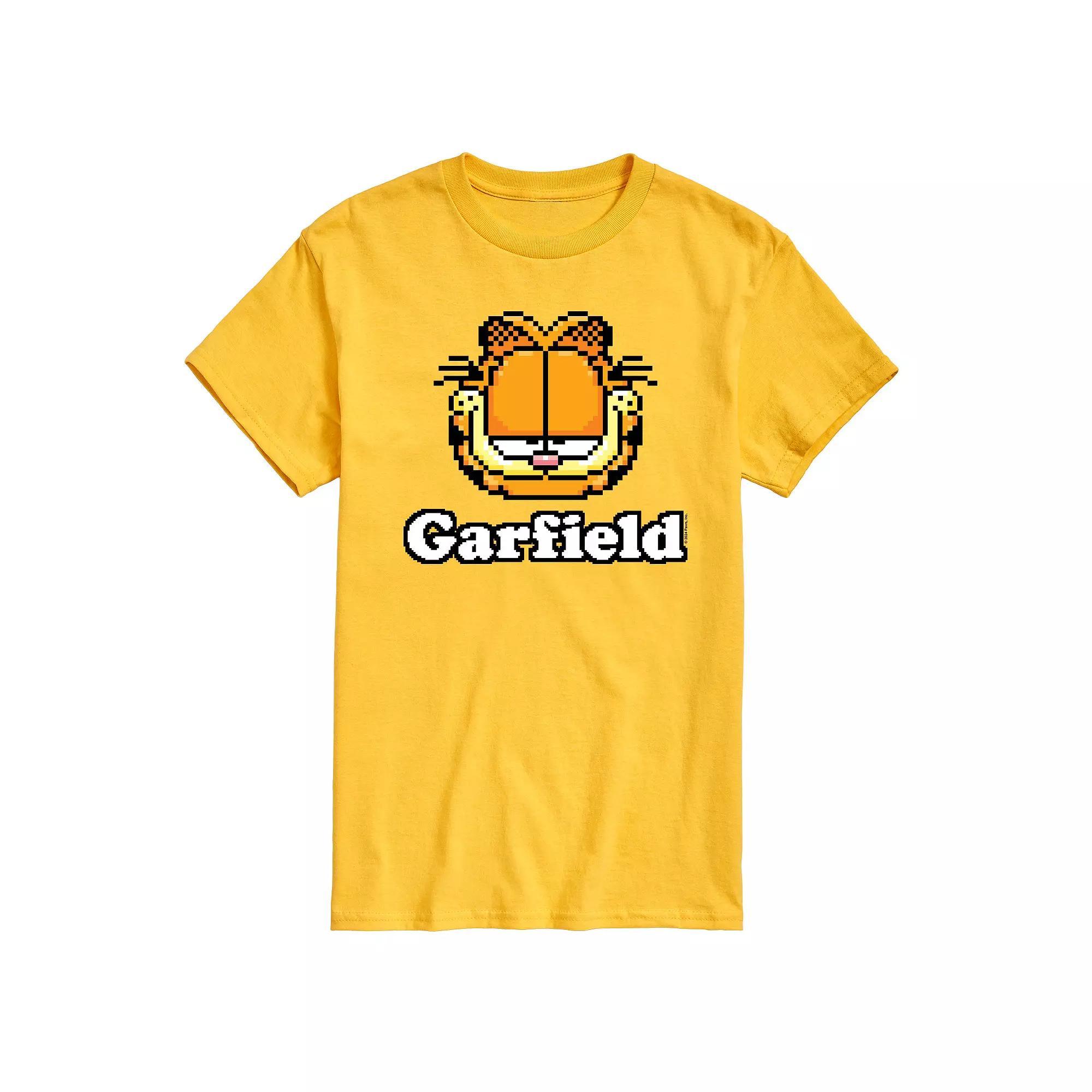 Mens Garfield Video Game Garfield Logo Graphic Tee Grey Gray Product Image
