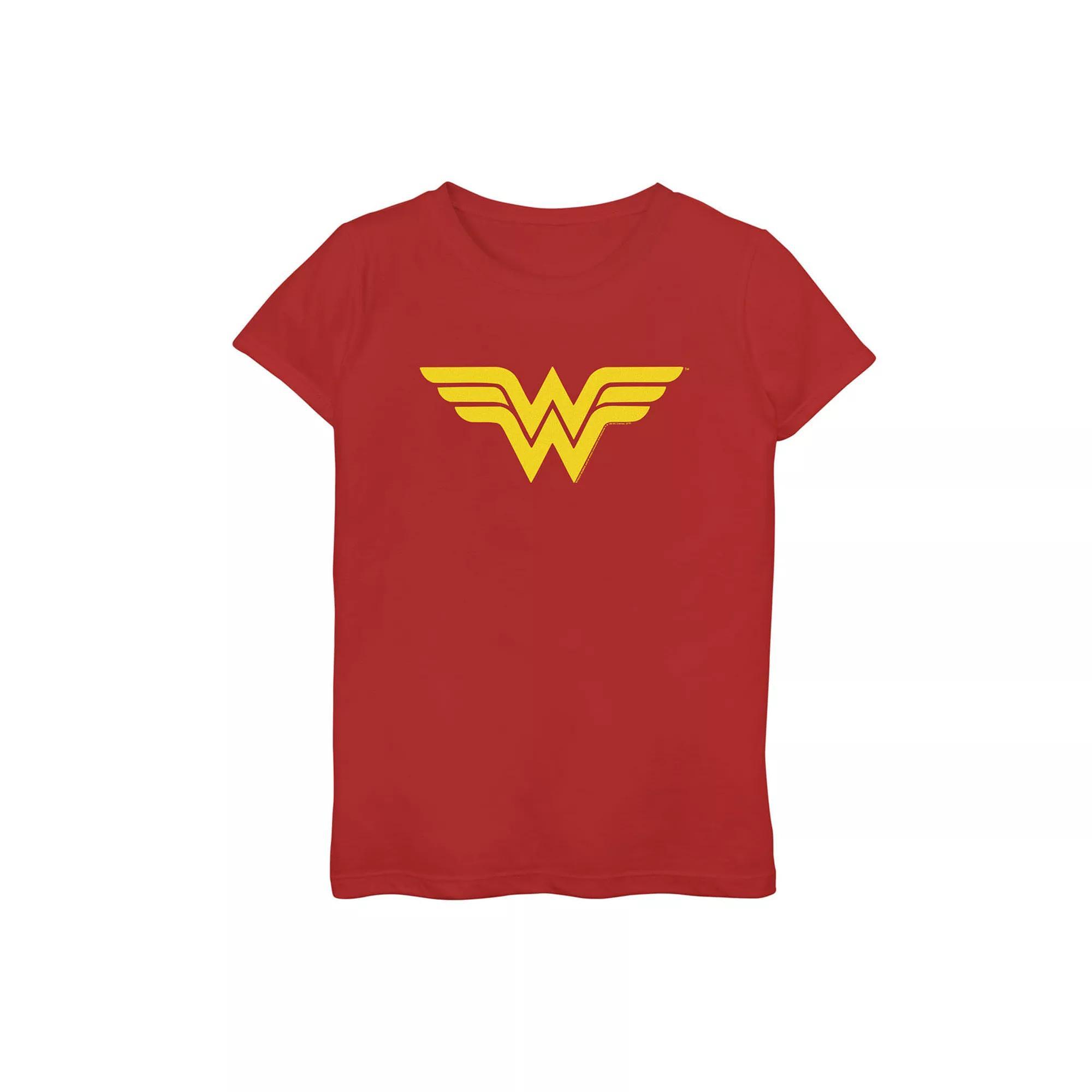 Girls DC Comics Wonder Woman Classic Yellow Red Symbol Tee, Girl's, Size: XL, Blue Product Image