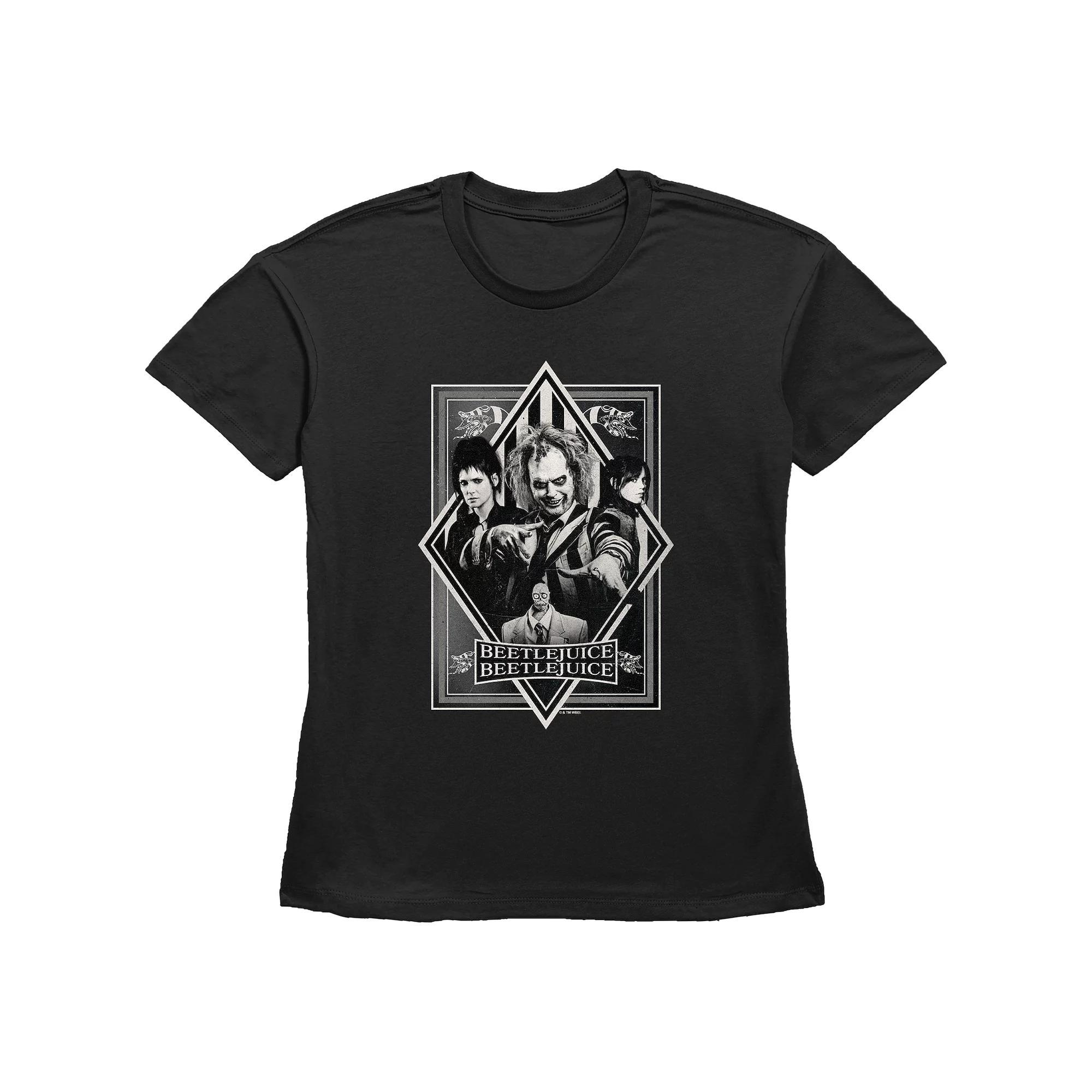Women's Beetlejuice 2 Character Poster Graphic Tee, Size: Large, Black Product Image