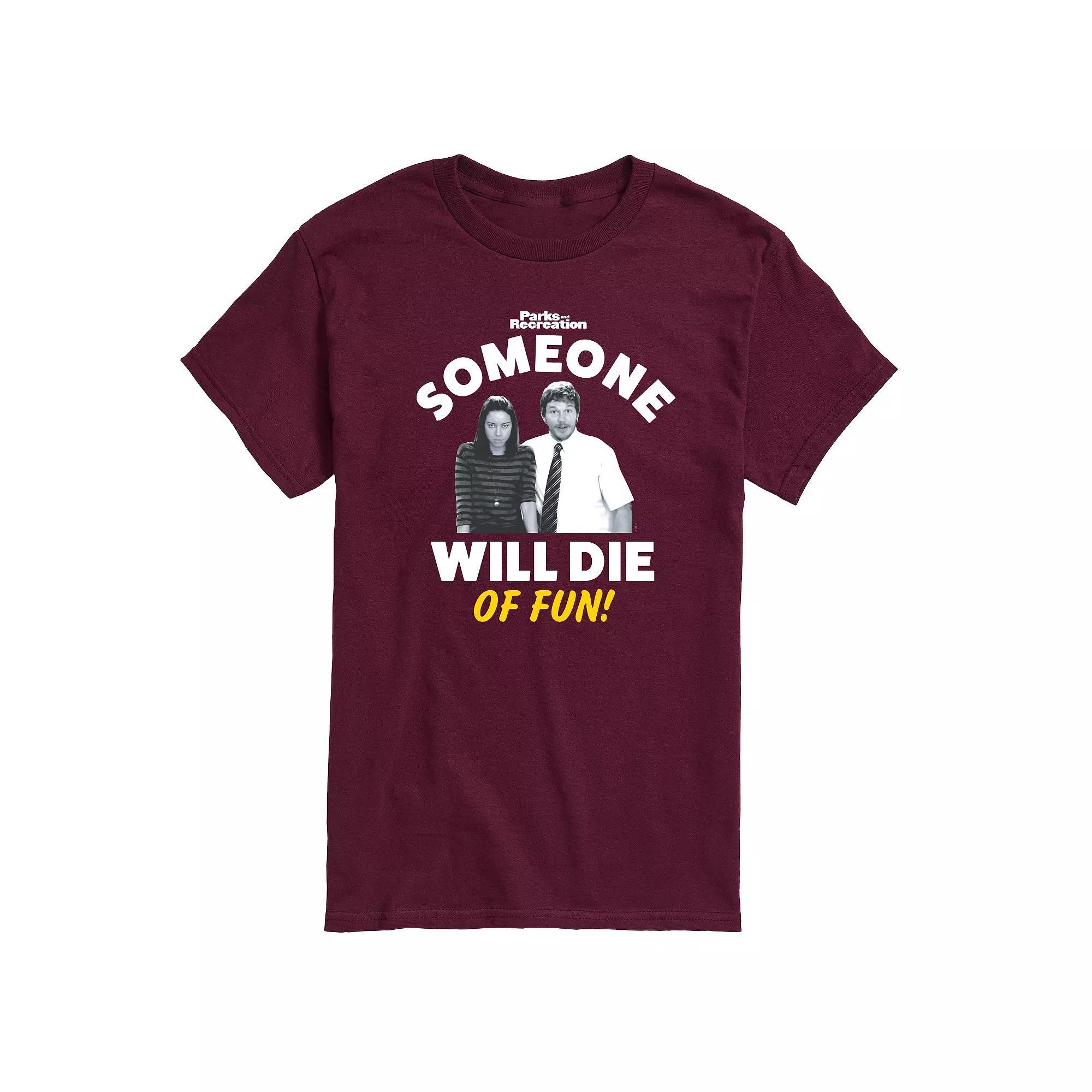 Mens Parks And Recs Die OF Fun Graphic Tee Red Product Image