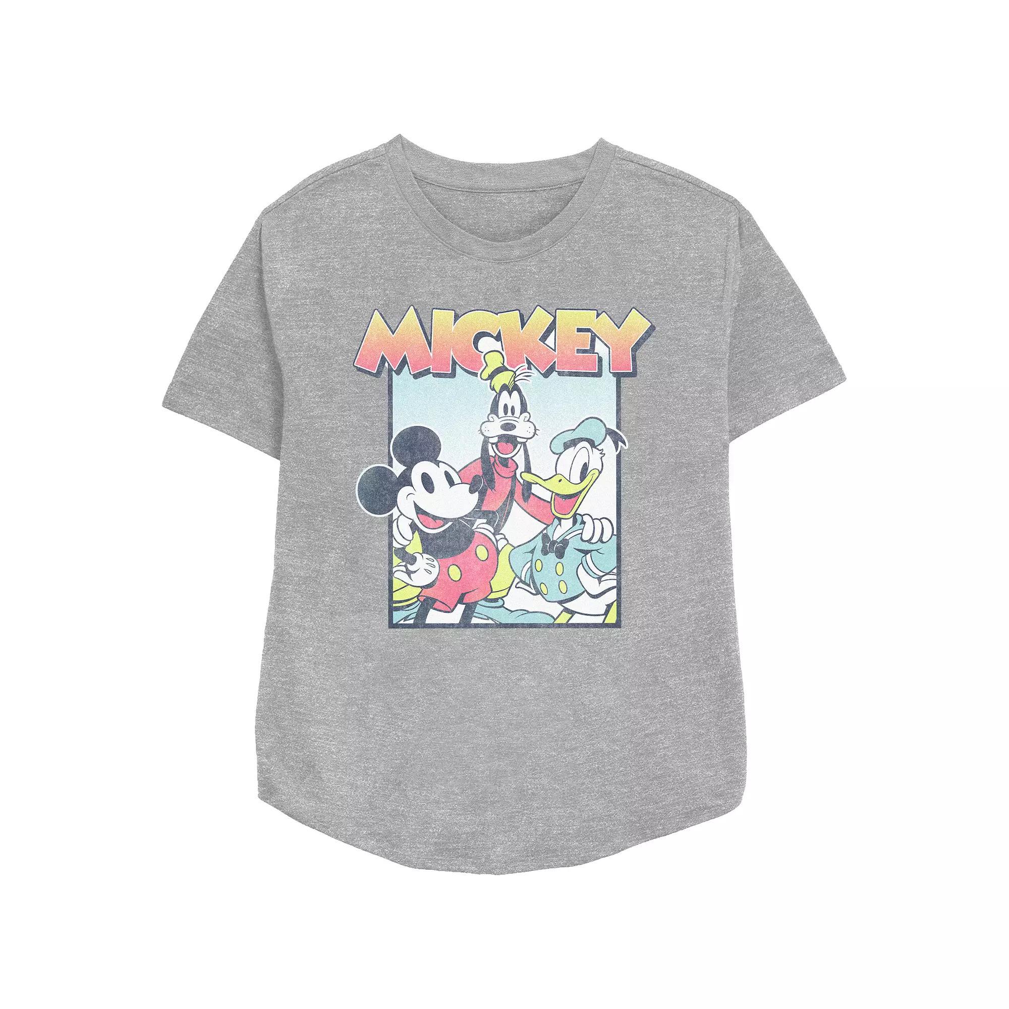 Disney's Mickey Mouse And Friends Classic Photo Women's Relaxed Fit Graphic Tee, Size: Medium, Athletic Grey Product Image