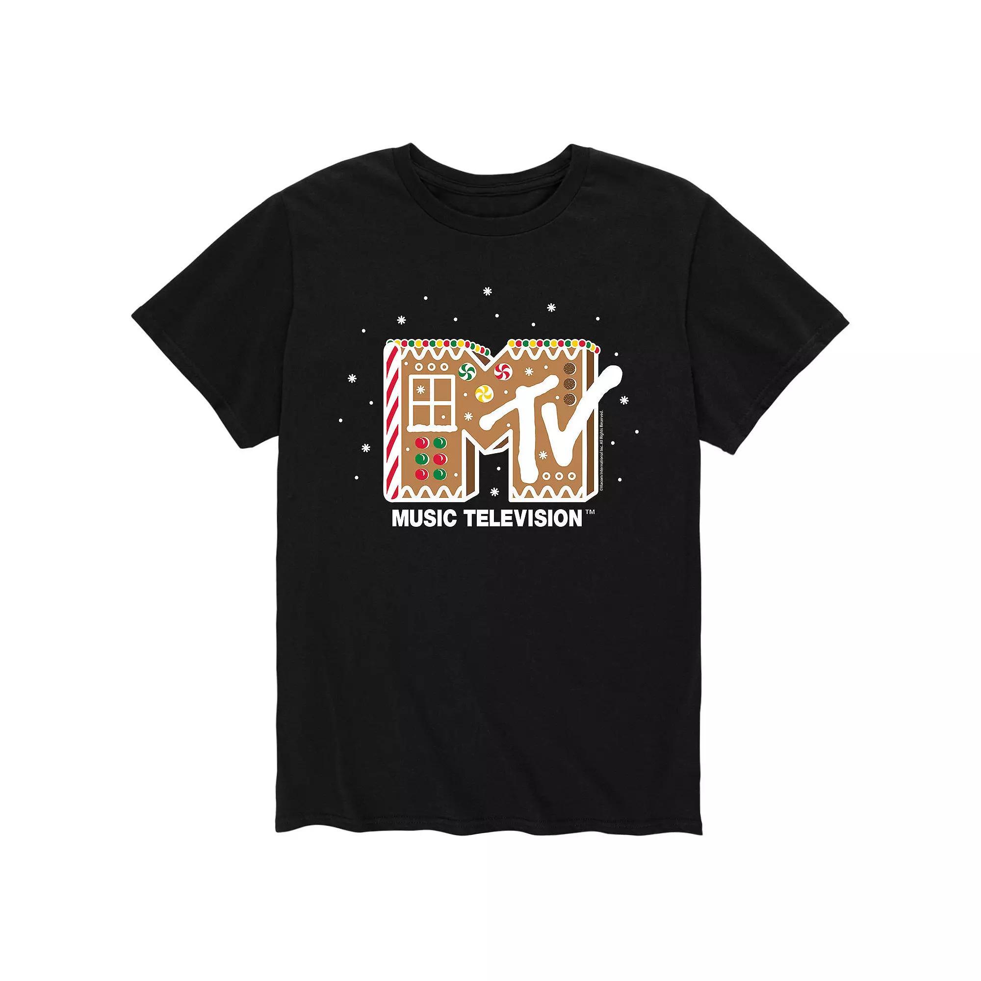 Men's MTV Classic Logo Gingerbread Tee, Size: Medium, Black Product Image