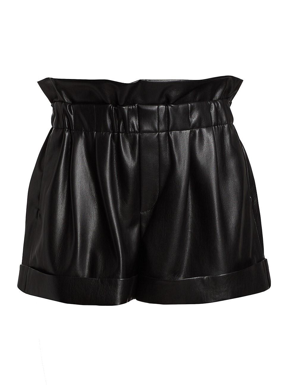 Reagan Vegan-Leather Paperbag Shorts Product Image