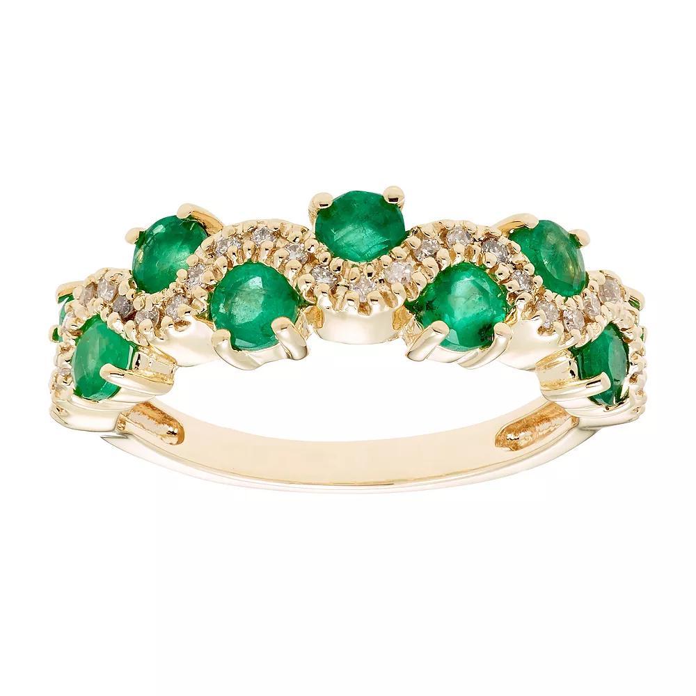 The Regal Collection 14k Gold 1/6 Carat T.W. Diamond & Emerald Ring, Women's, Size: 8 Product Image