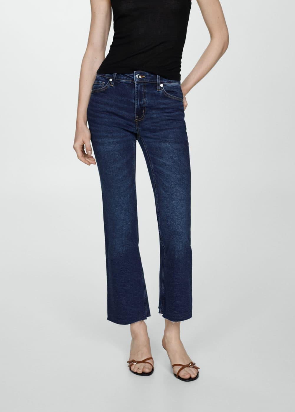 Mango Womens Crop Flared Jeans Product Image