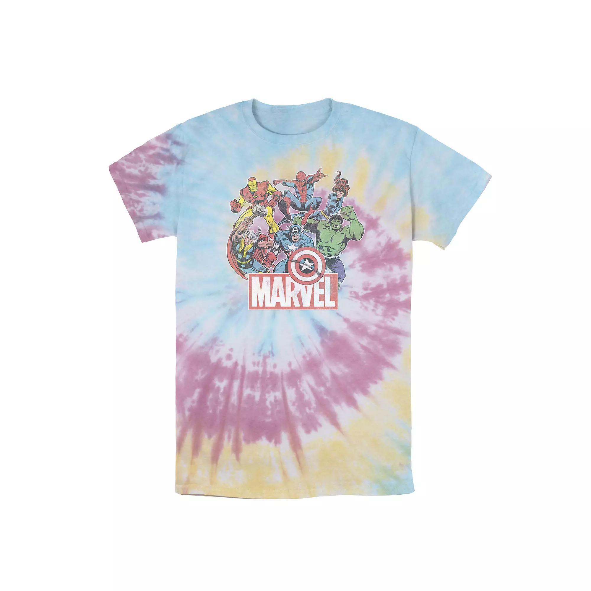 Men's Marvel Avengers Team Retro Comic Vintage Wash Tee, Size: Medium, Black Product Image