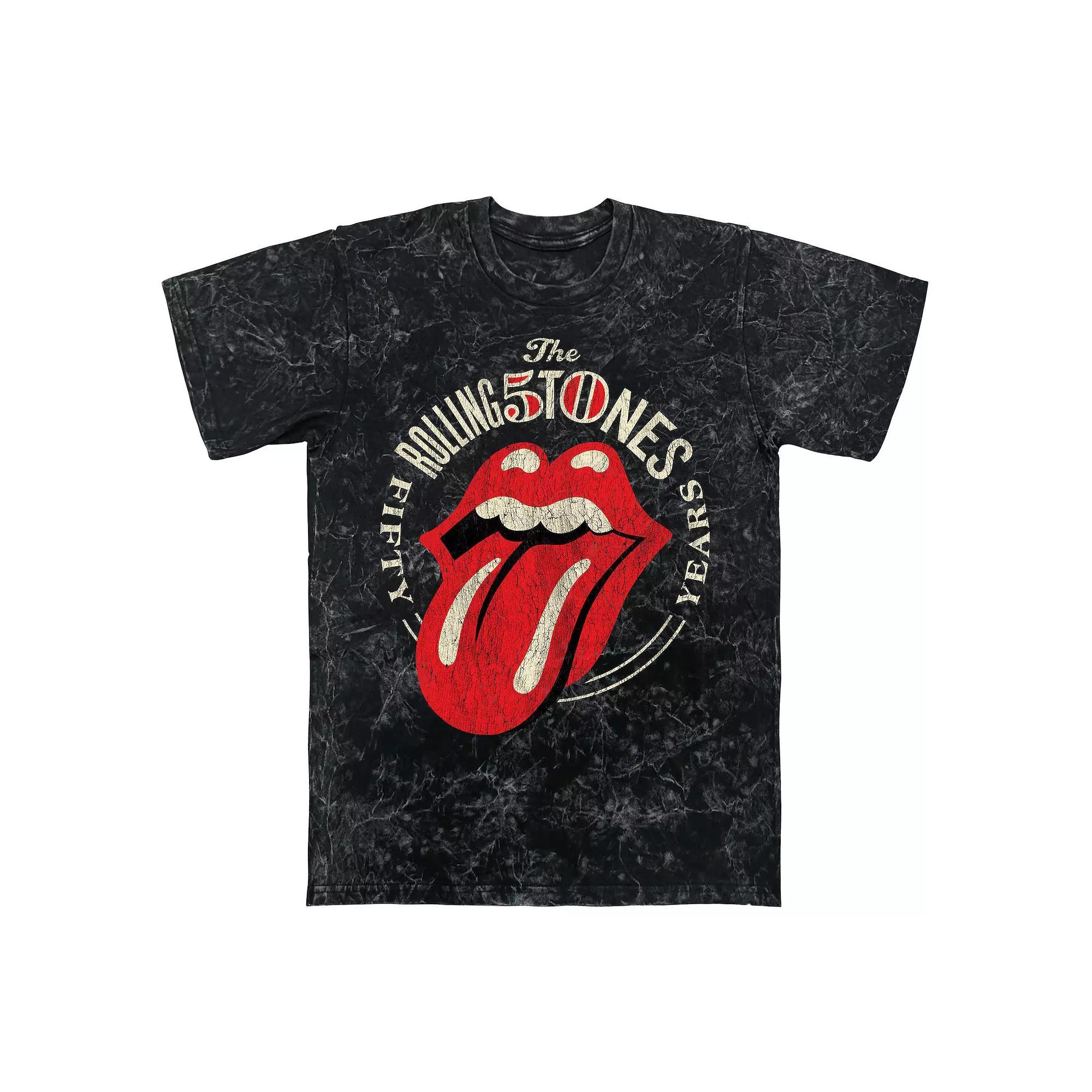Men's Rolling Stones 50th Anniversary Mineral Wash Graphic Tee, Size: Small, Black Mineral Wash Product Image