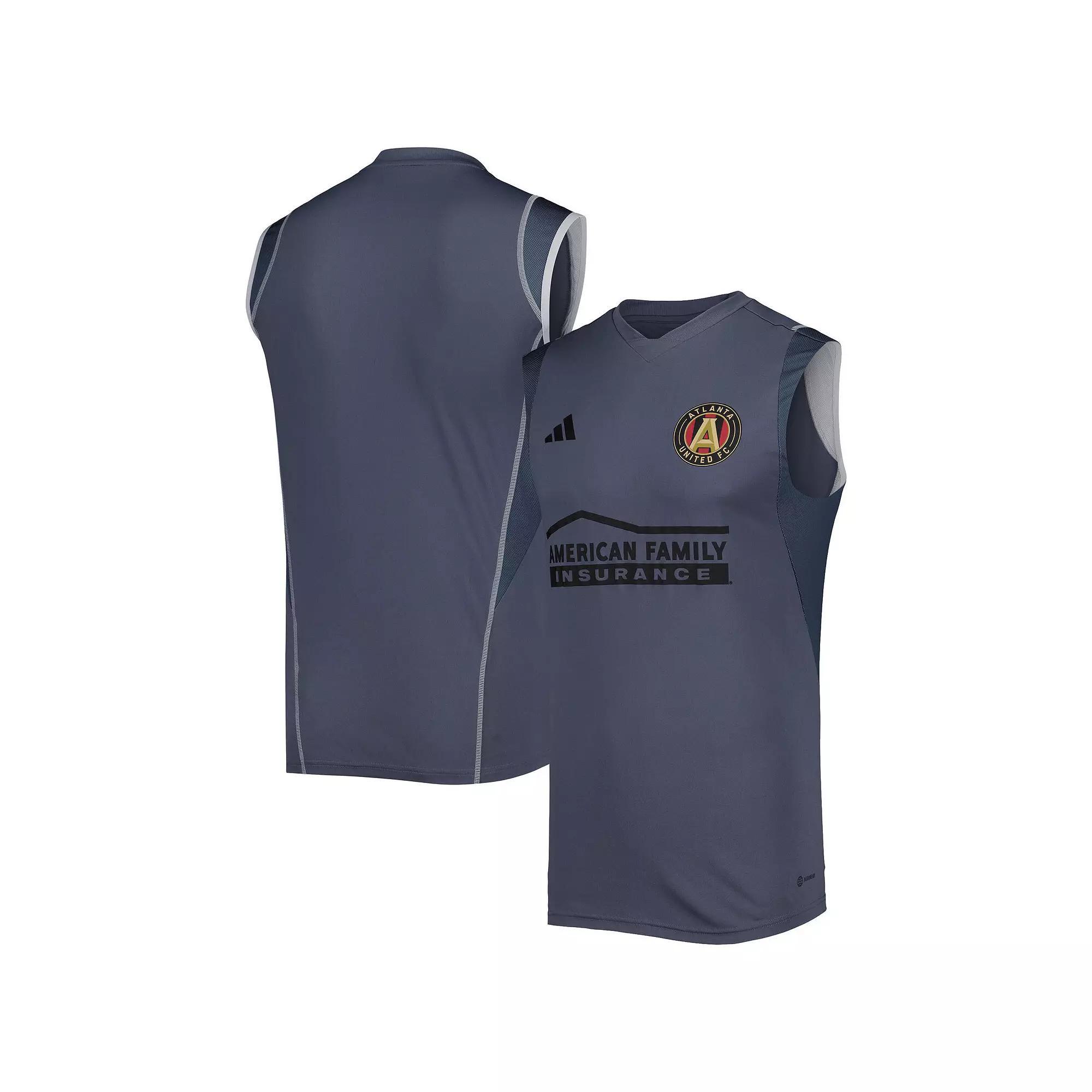 Mens adidas Gray Atlanta United FC 2023 On-Field Sleeveless Training Jersey Product Image