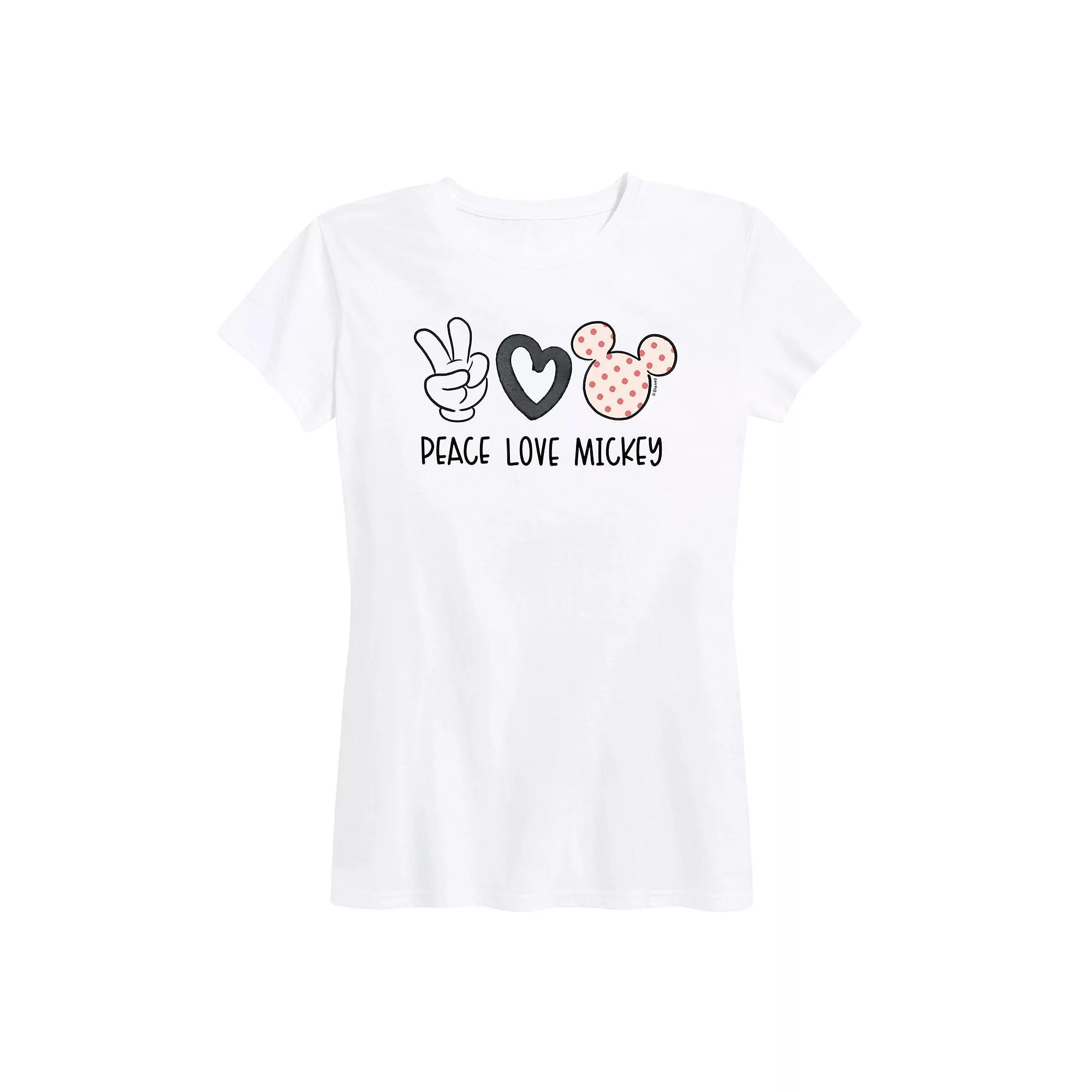 Disneys Mickey Mouse Womens Peace Love Graphic Tee Product Image