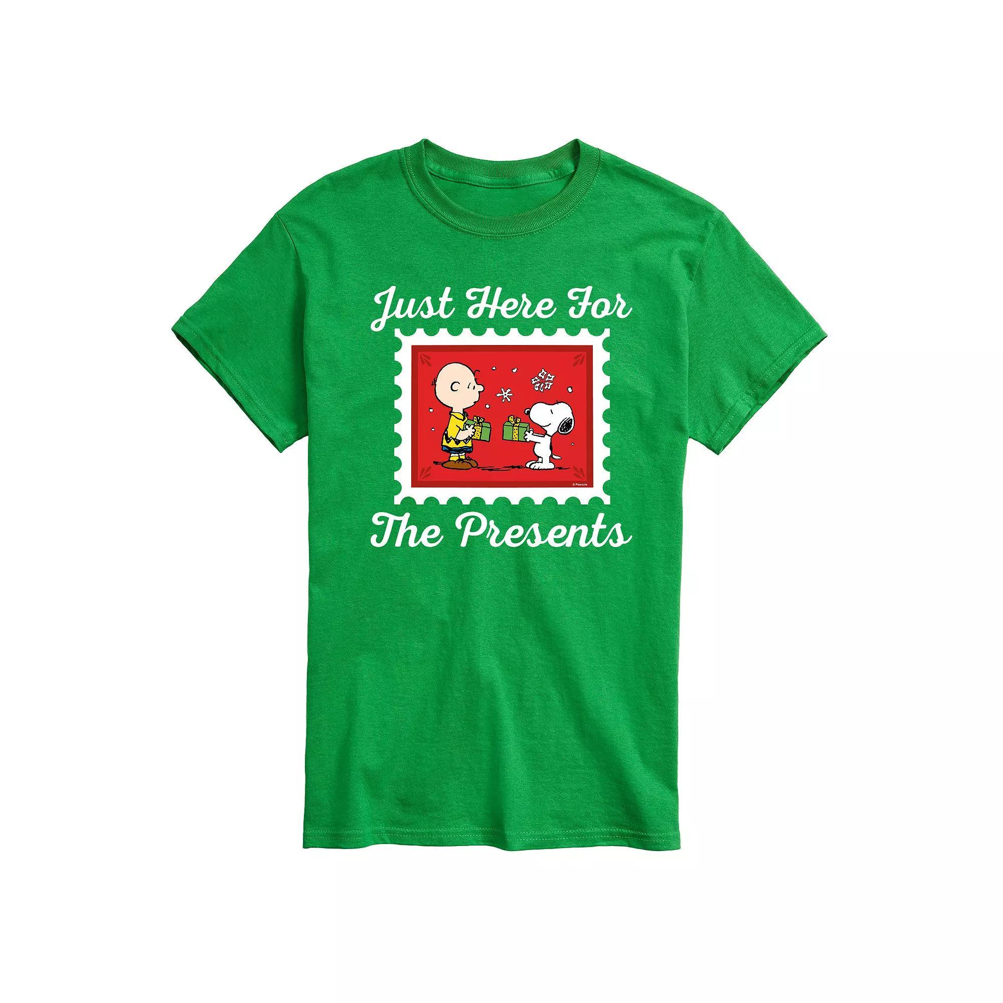 Mens Peanuts Just Here For The Presents Graphic Tee Product Image