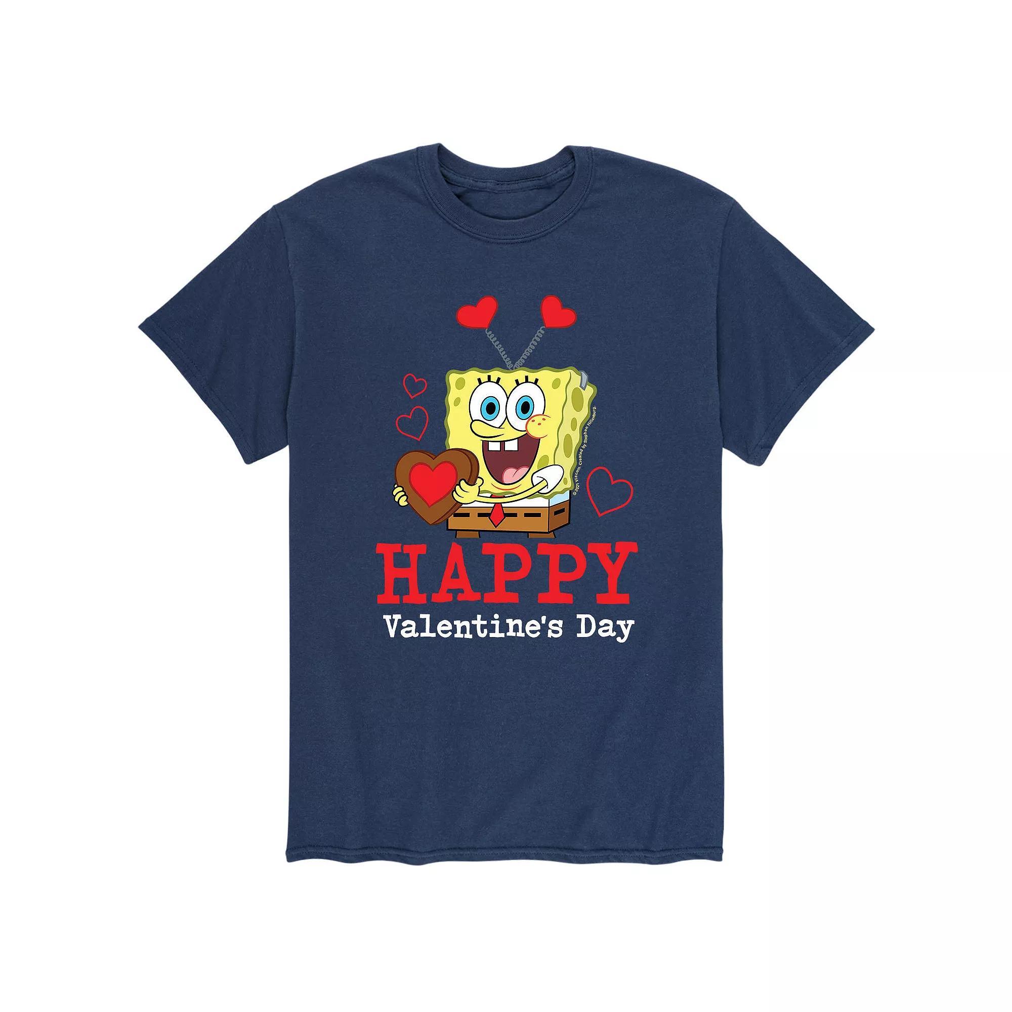 Men's SpongeBob Happy Valentine's Day Tee, Size: XL, Black Product Image