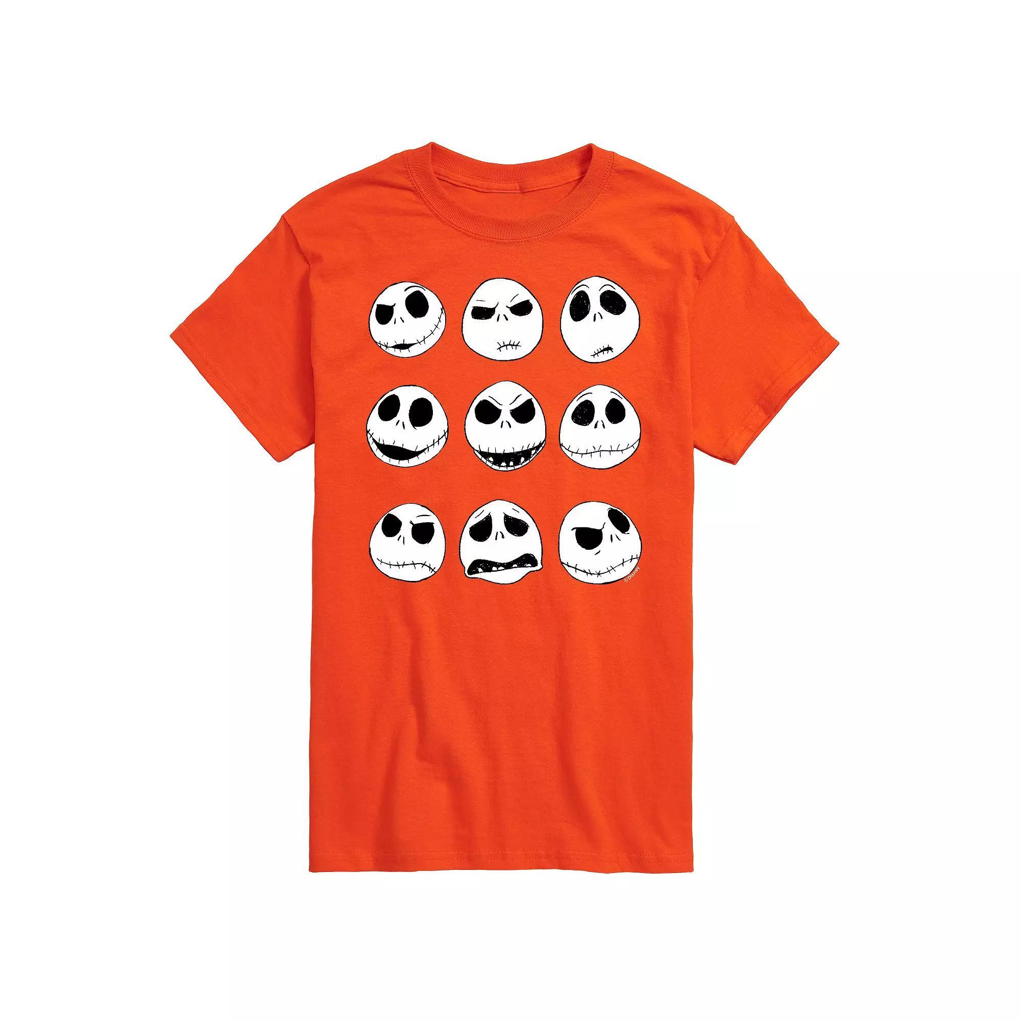 Disneys The Nightmare Before Christmas Jack Skellington Mens Grid Graphic Tee Grey Military Green Product Image