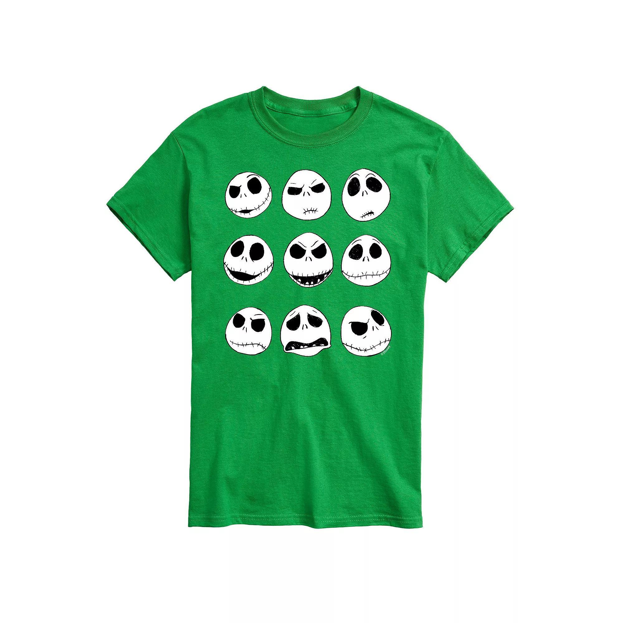 Disneys The Nightmare Before Christmas Jack Skellington Mens Grid Graphic Tee Grey Military Green Product Image