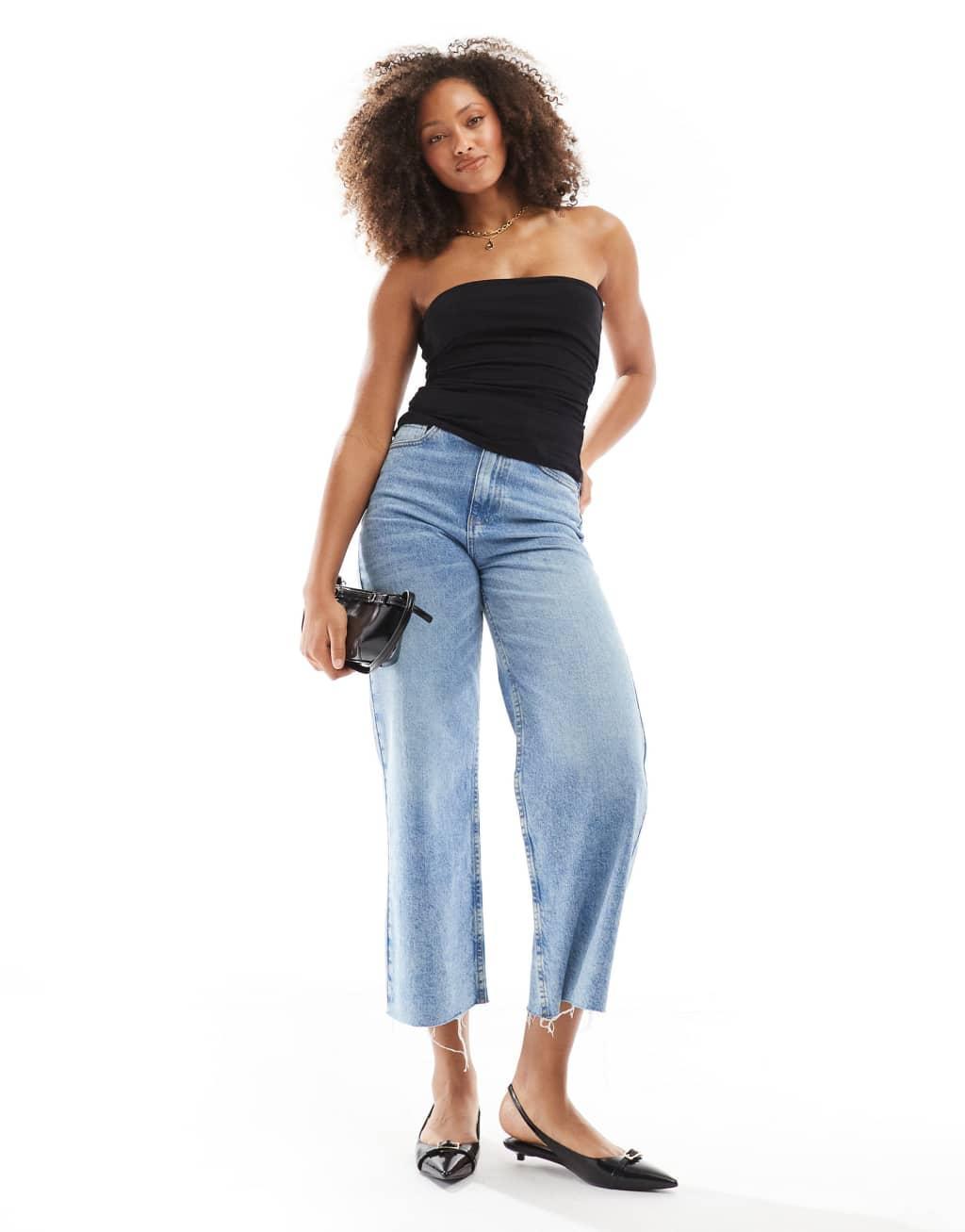 Cotton On Rhi gathered slinky tube bandeau top in black Product Image