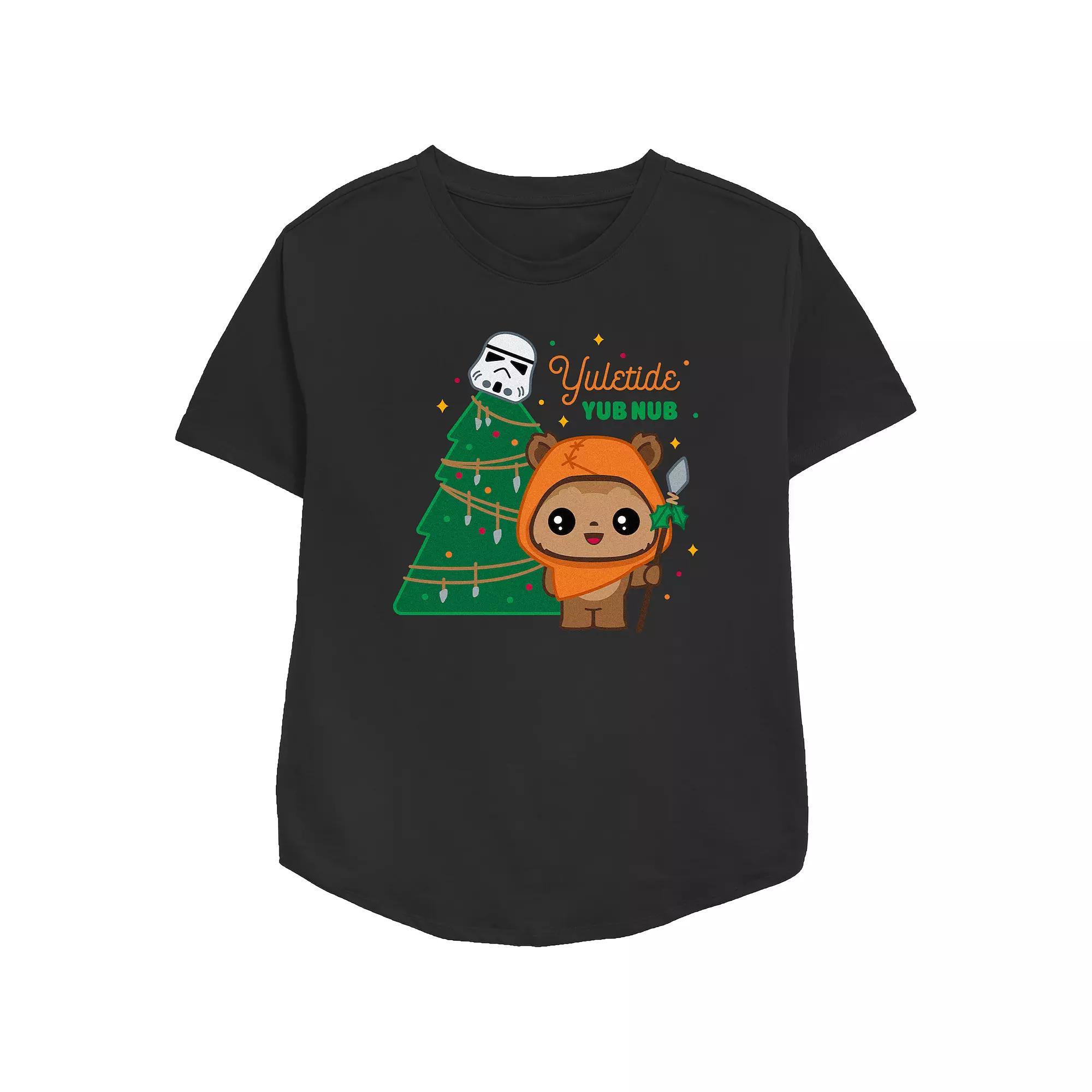 Women's Star Wars Yuletide Yub Nub Relaxed Fit Graphic Tee, Size: XS, Black Product Image