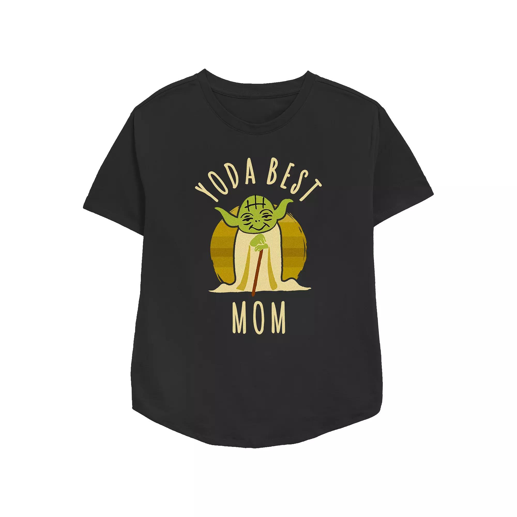 Women's Star Wars Yoda Best Mom Relaxed Fit Graphic Tee, Size: Medium, Black Product Image