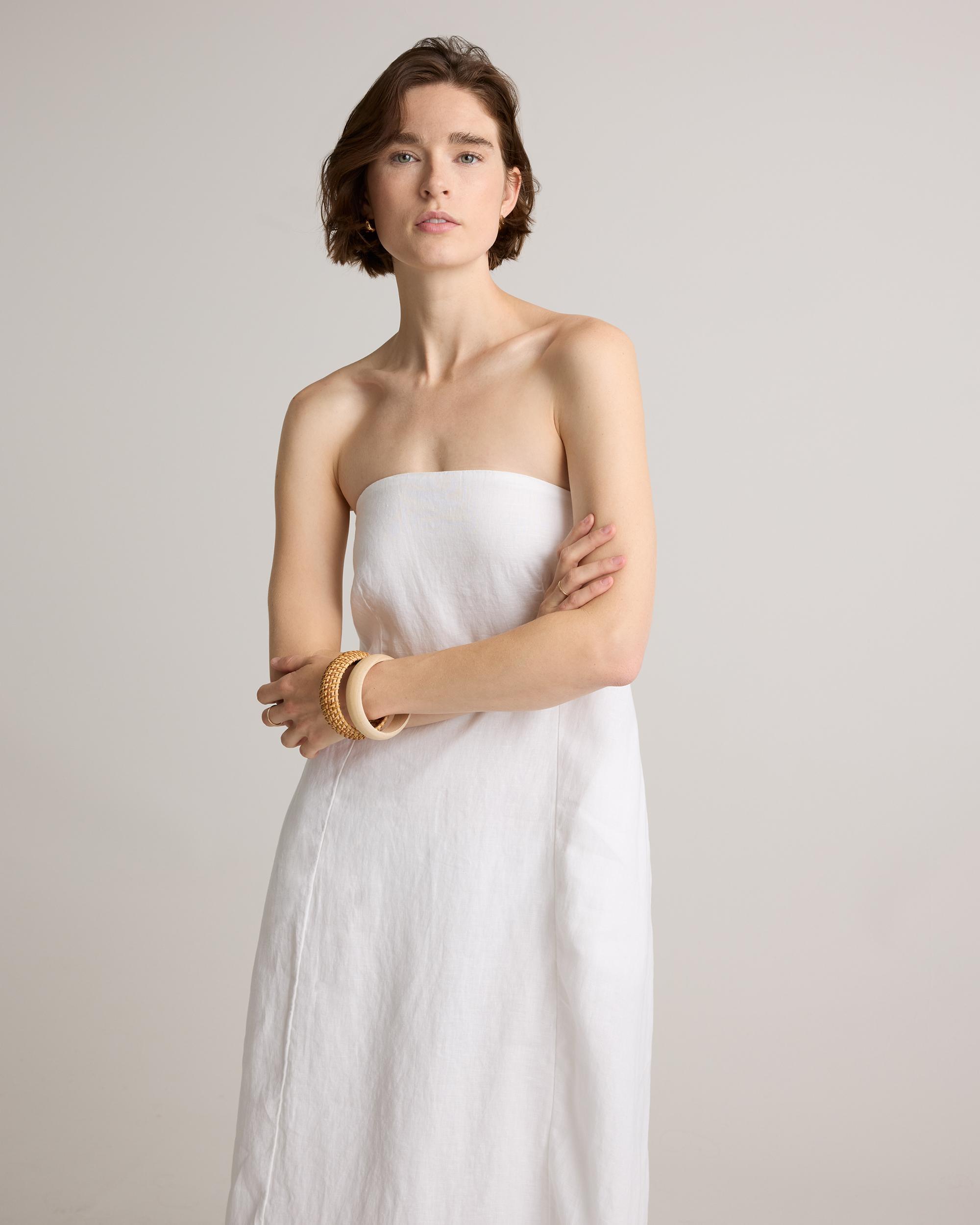 Quince | Women's 100% European Linen Strapless Maxi Dress Product Image