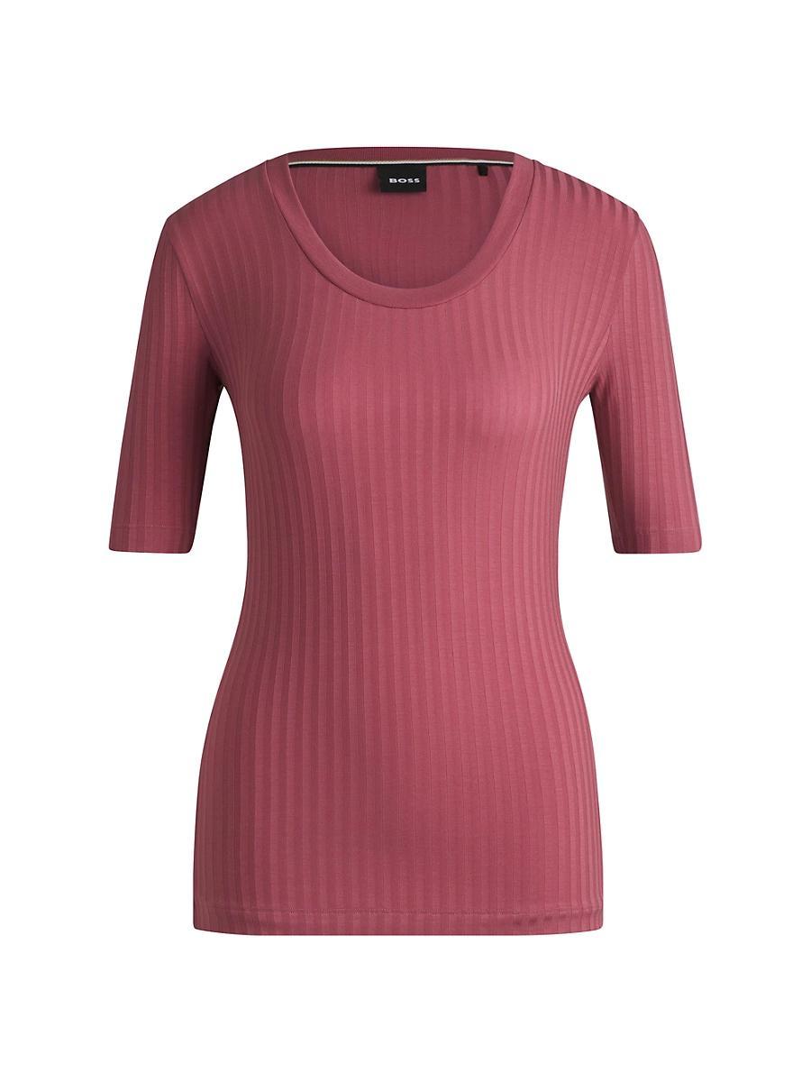 Womens Scoop-Neck Top in Stretch Fabric Product Image