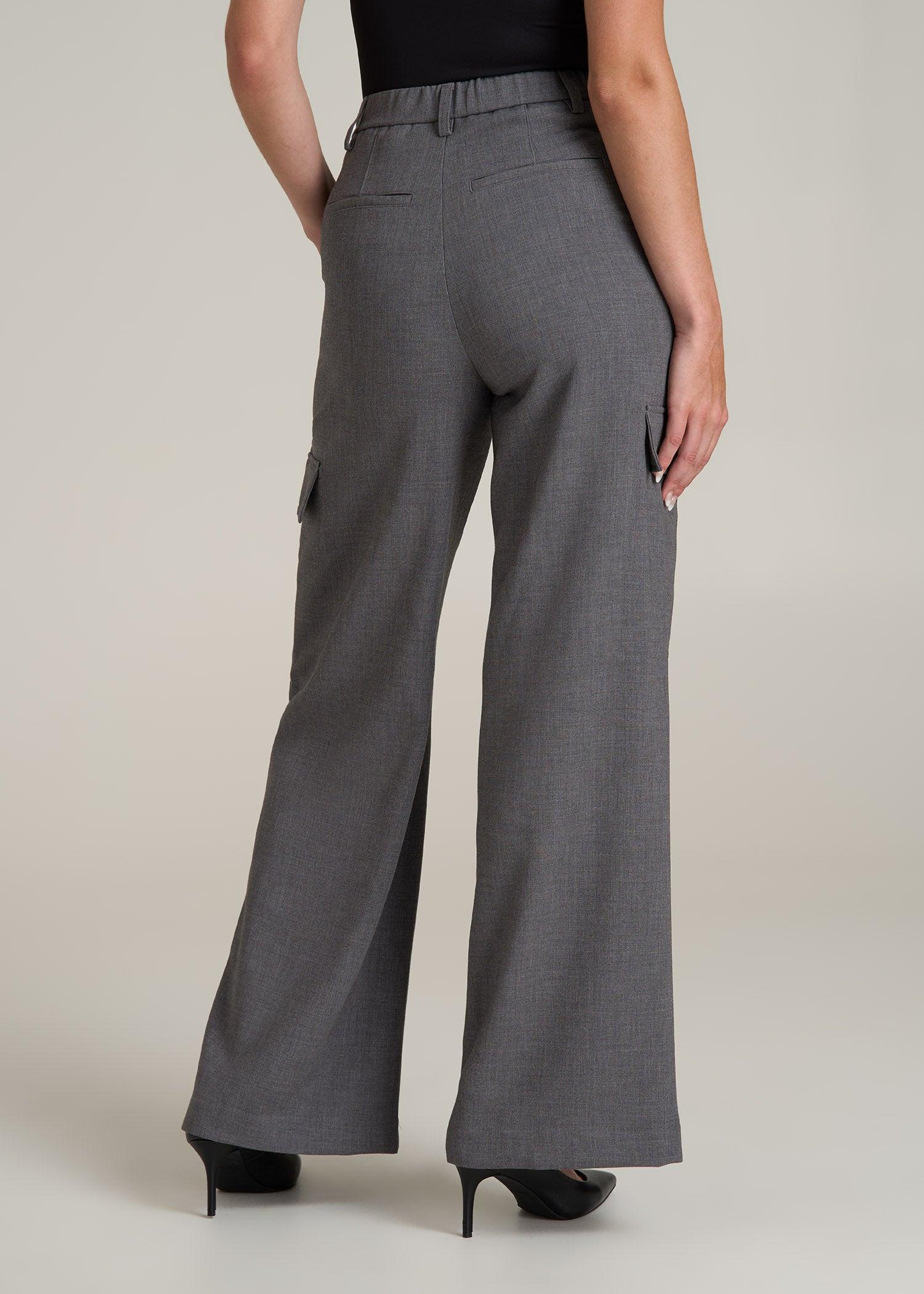 Cargo Wide Leg Dress Pants for Tall Women in Graphic Charcoal Product Image