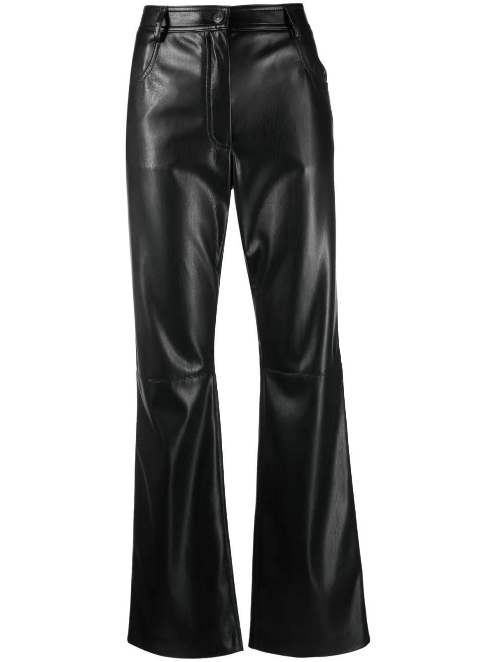 MSGM Flared Faux-leather Trousers In Nero Product Image