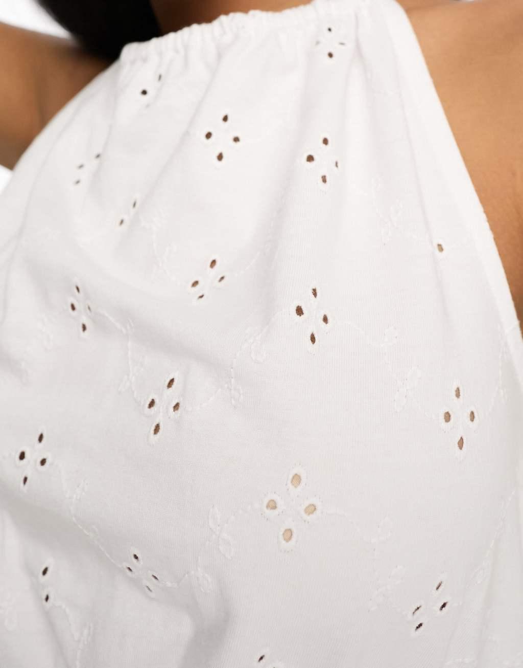 ASOS DESIGN eyelet halter neck cropped top Product Image