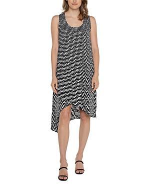 Liverpool Los Angeles Sleeveless U-Neck Dress with Asymmetric Hem White Dot) Women's Dress Product Image