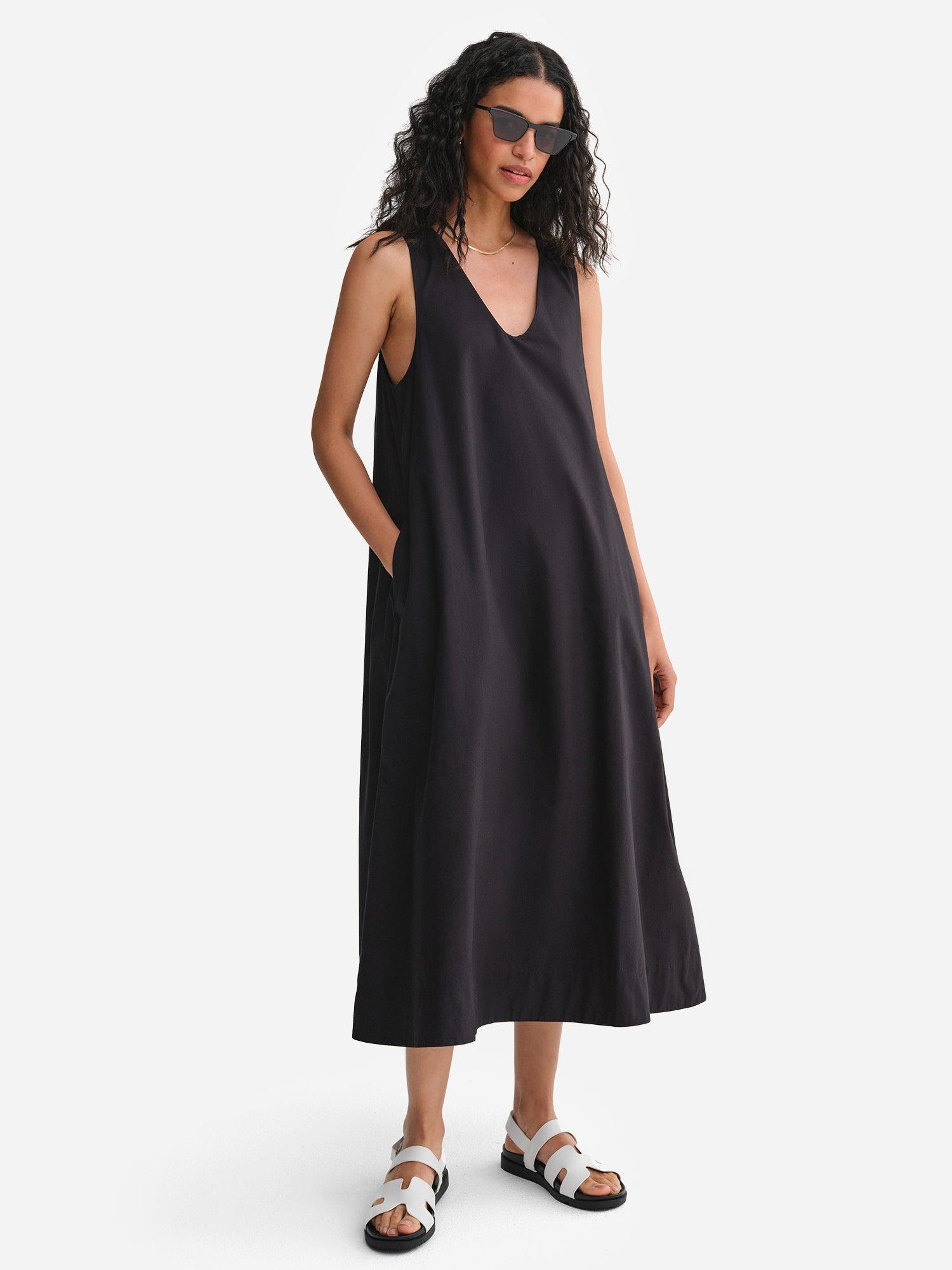 Organic Poplin Tank Pleated Dress Female Product Image