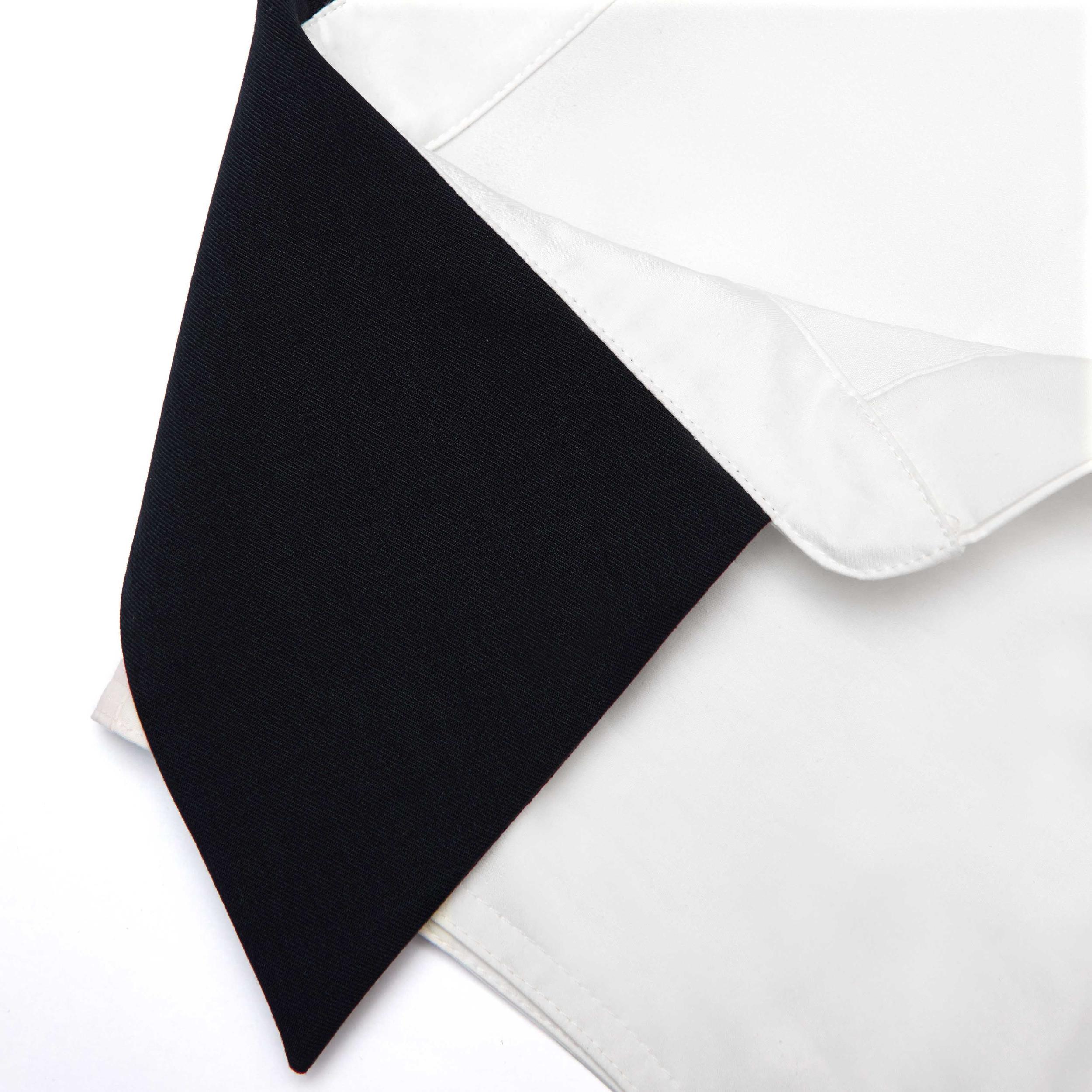 White Cotton Contrast Collar Mini Dress Product Image
