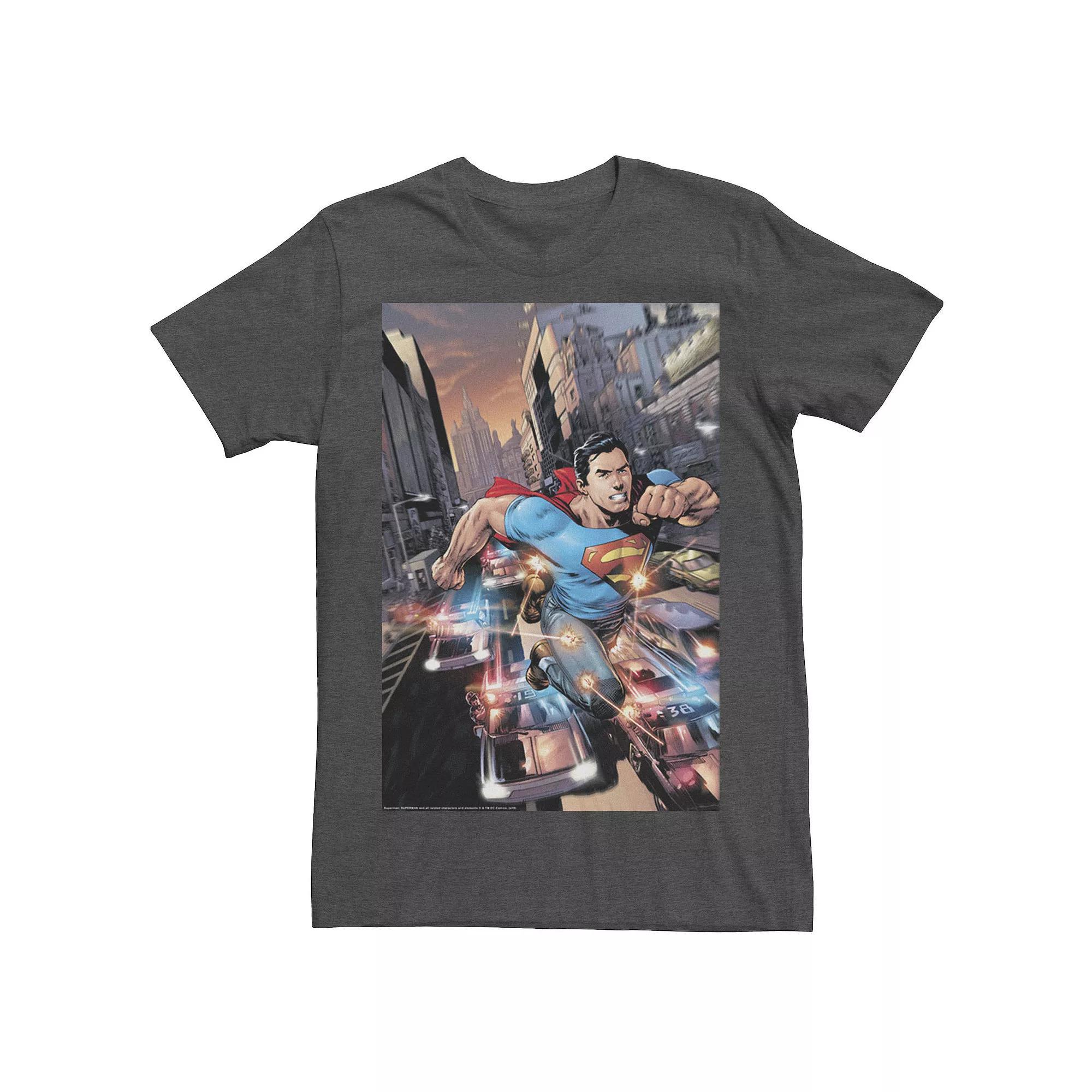 Men's DC Comics Superman Flashing Lights Poster Tee, Size: Medium, Royal Grey Product Image