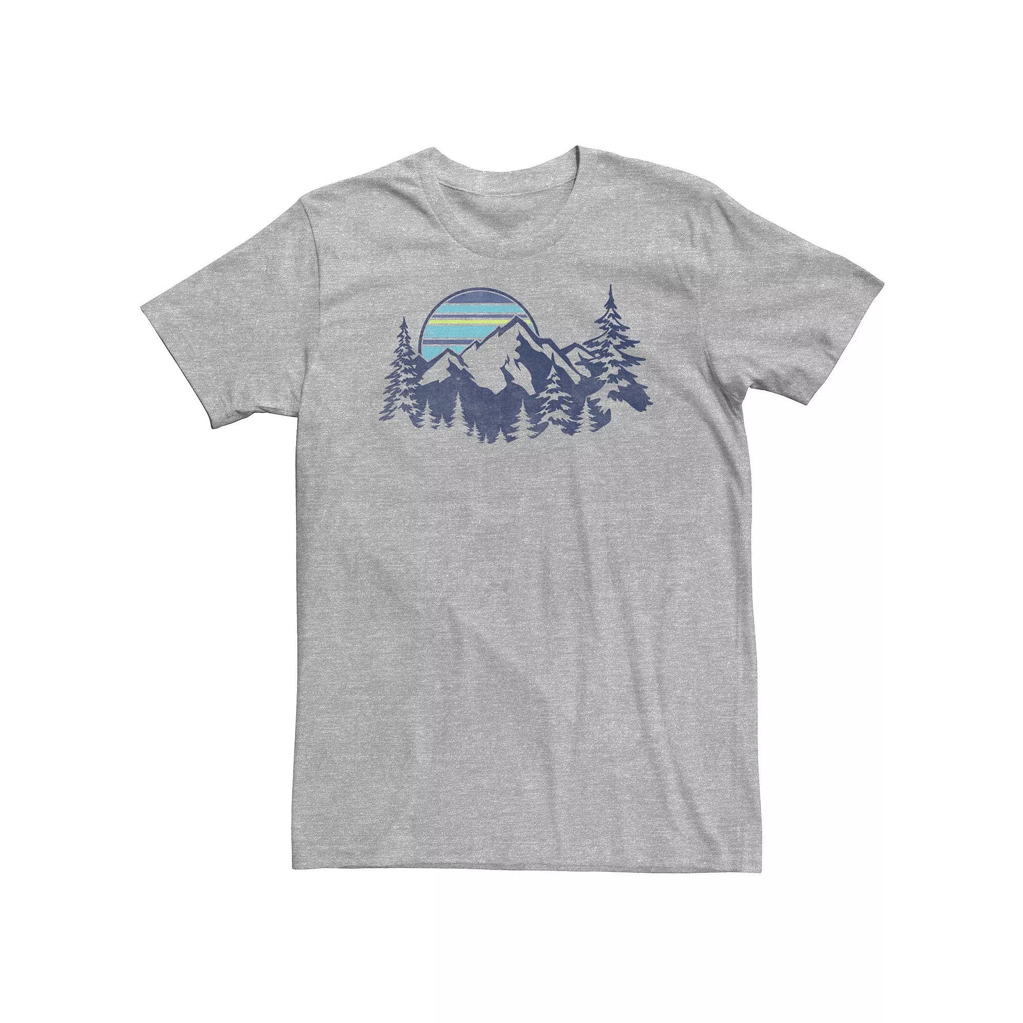 Big & Tall Mountain Range Striped Sun Tee, Men's, Size: 4XL, Athletic Grey Product Image