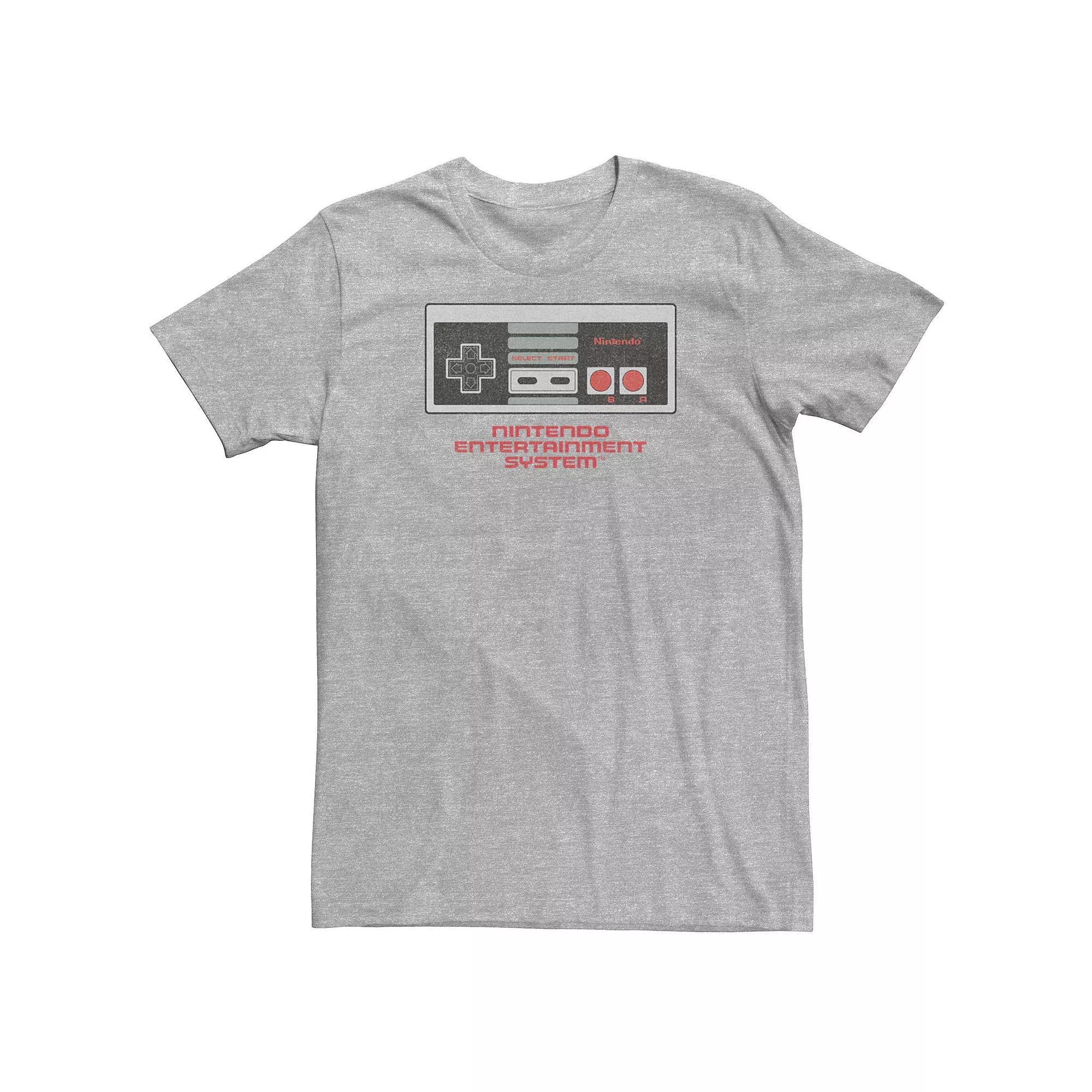 Big & Tall Nintendo NES Controller Entertainment System Tee, Men's, Size: Large Tall, Athletic Grey Product Image
