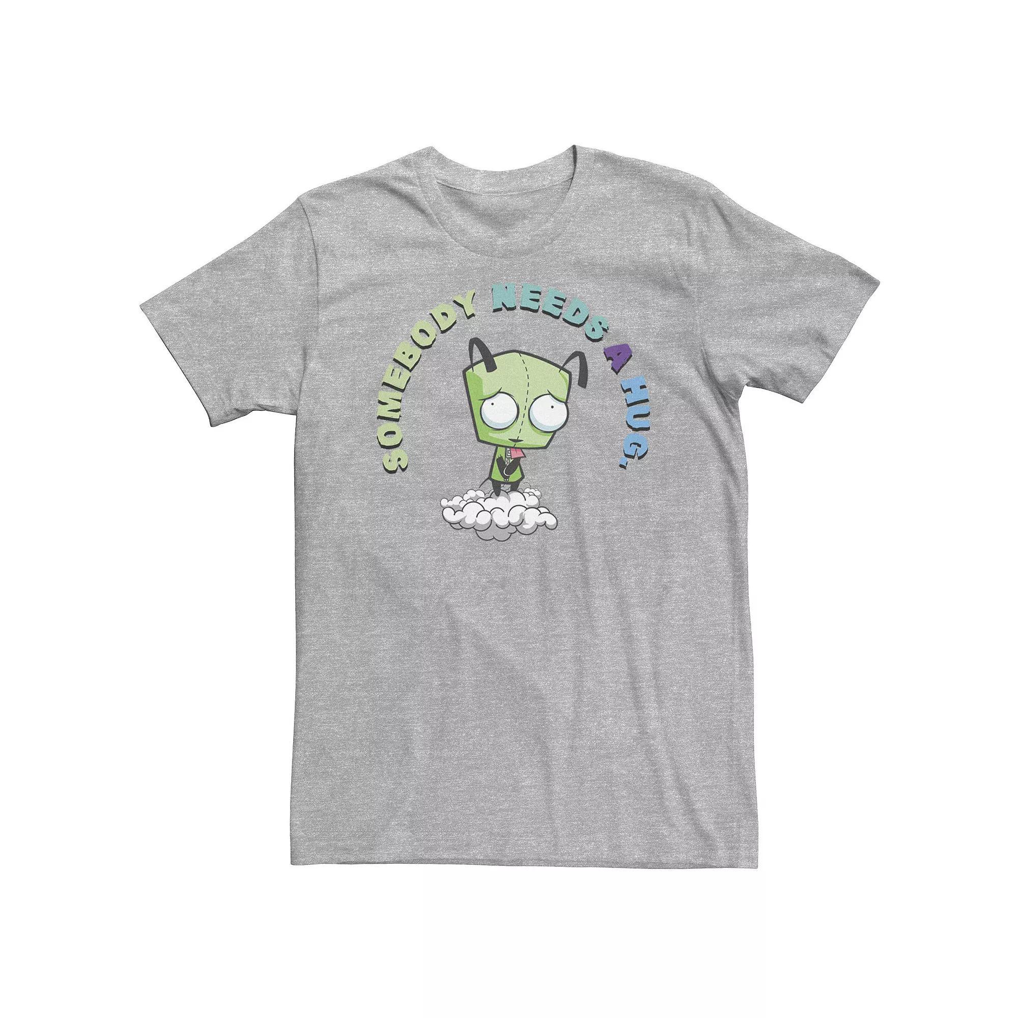 Big & Tall Nickelodeon Invader Zim Gir Somebody Needs A Hug Sad Portait Tee, Men's, Size: Large Tall, Athletic Grey Product Image
