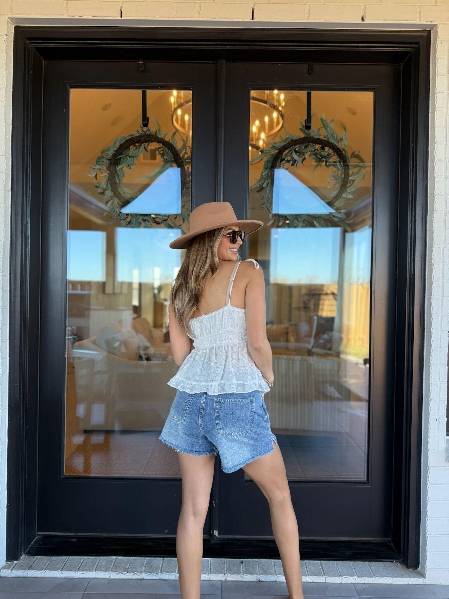 White Ruffled Eyelet Cami Top - FINAL SALE Product Image