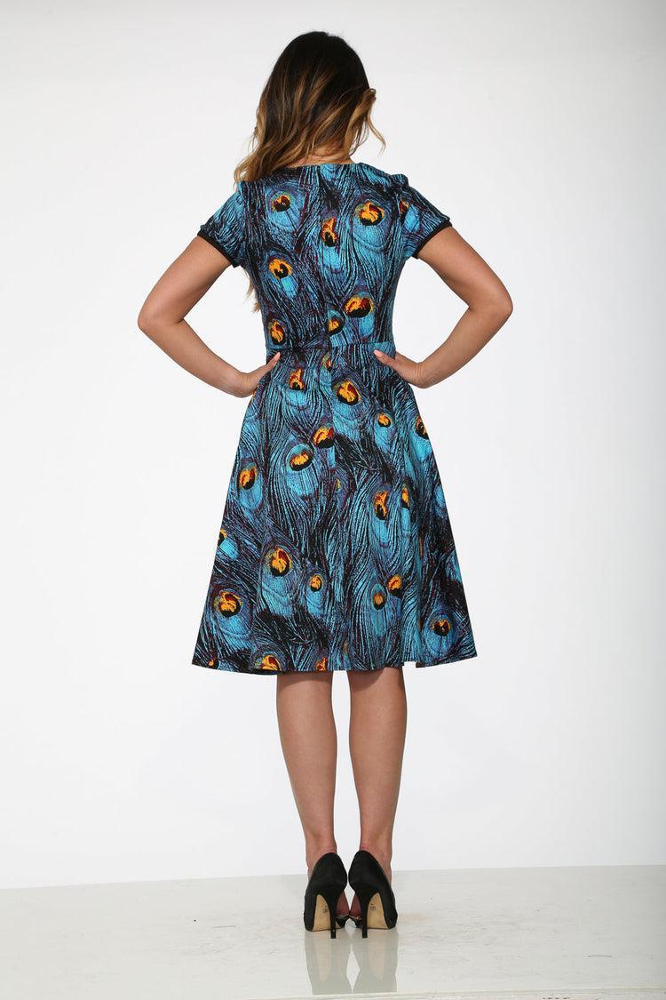 Blue Peacock Swing Dress Product Image