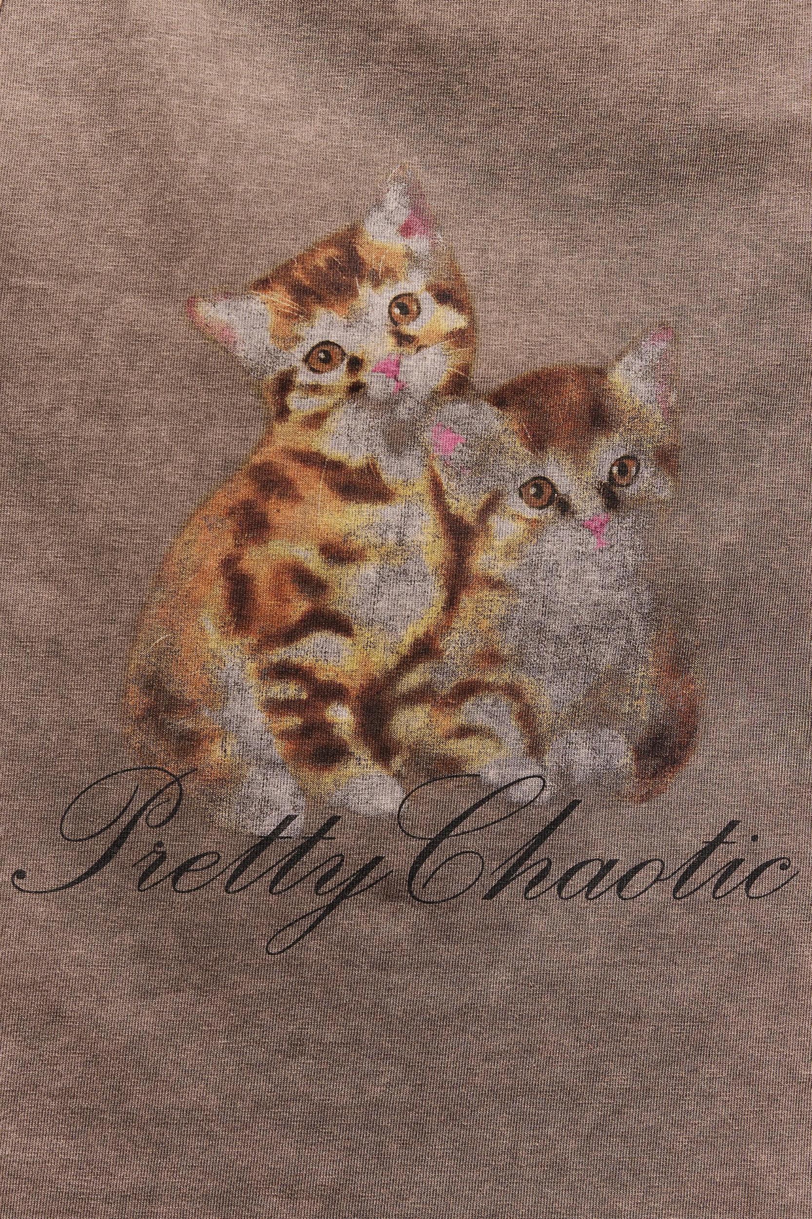 PRINTED WASHED EFFECT DOUBLE LAYER T-SHIRT Product Image