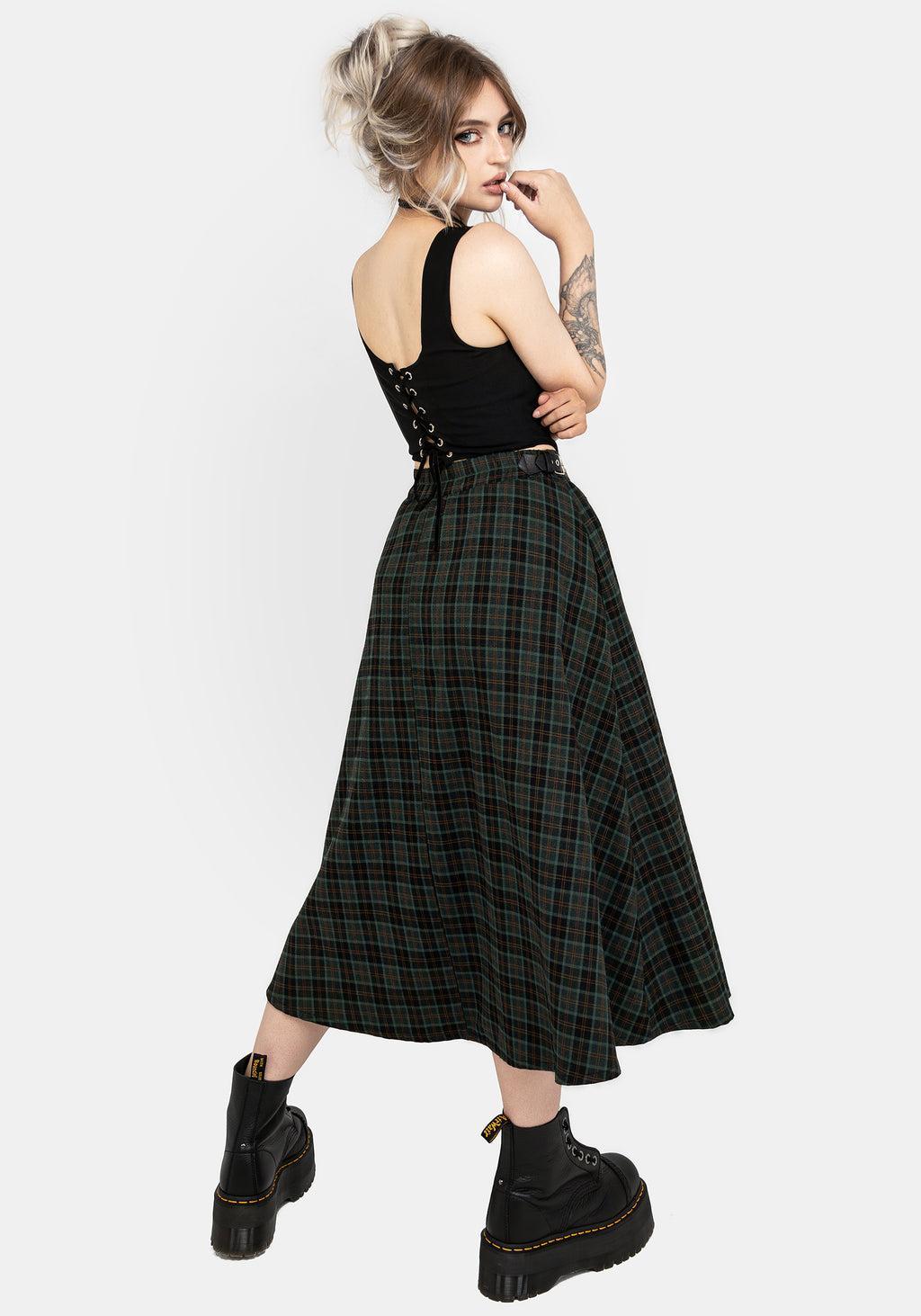 Nightingale Buckled Check Midi Skirt Product Image