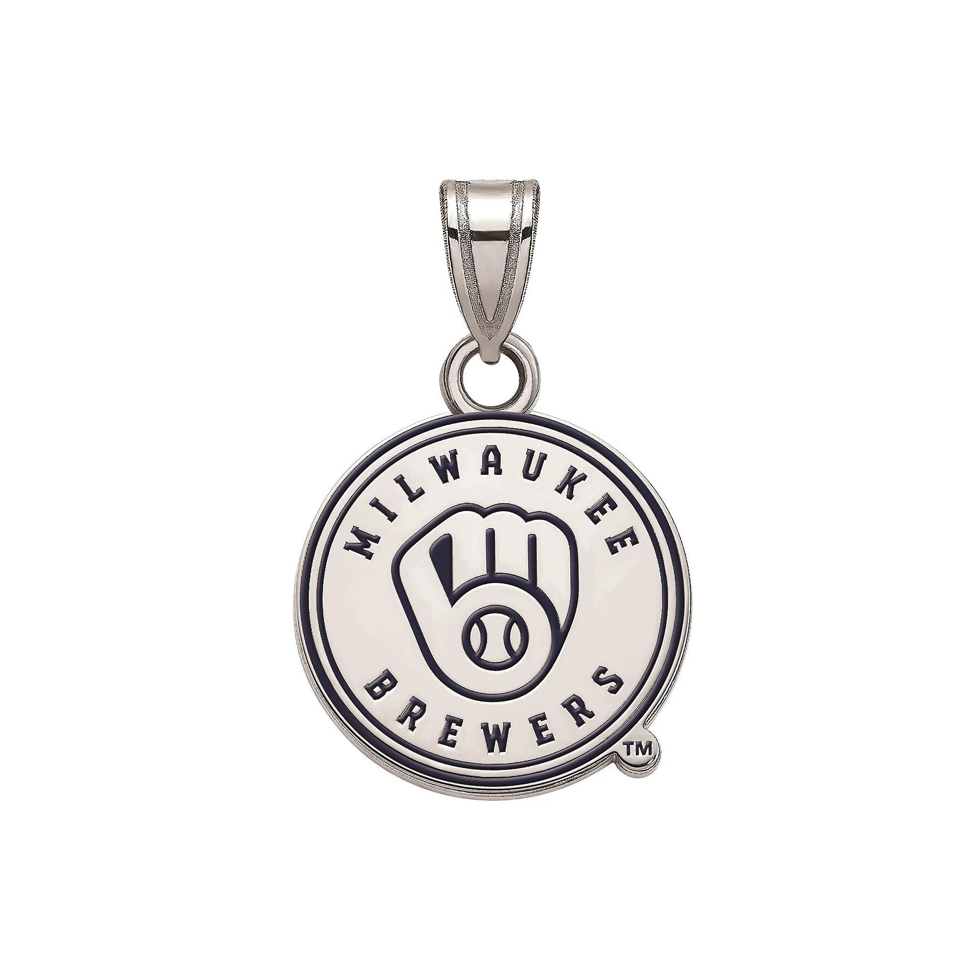 LogoArt Milwaukee Brewers Sterling Silver Small Enamel Pendant, Women's, Size: 10MM Product Image