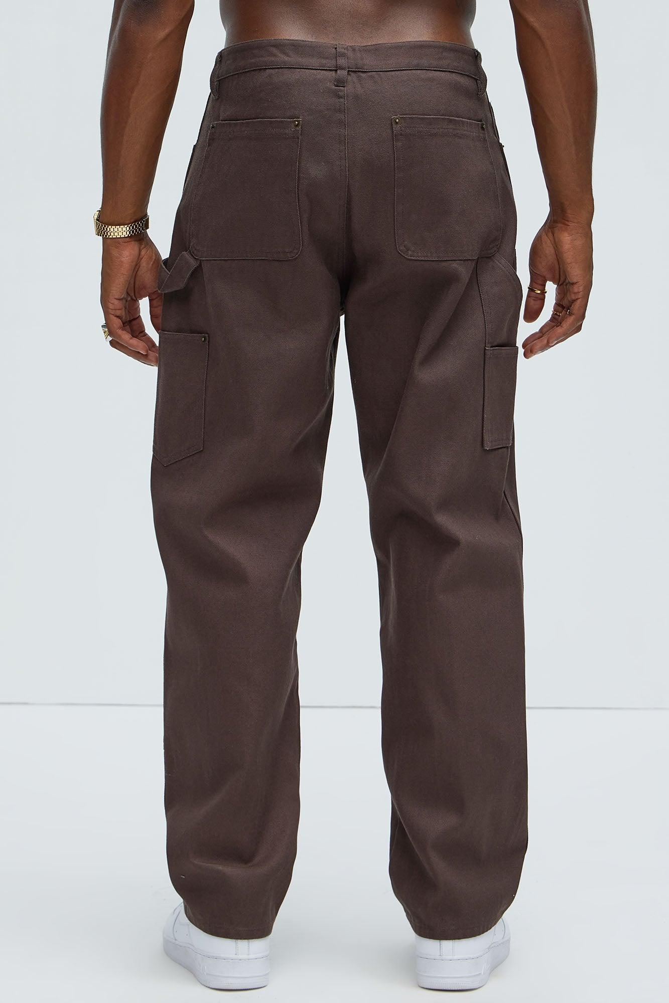 Alexander Double Knee Straight Utility Canvas Pants - Brown Product Image