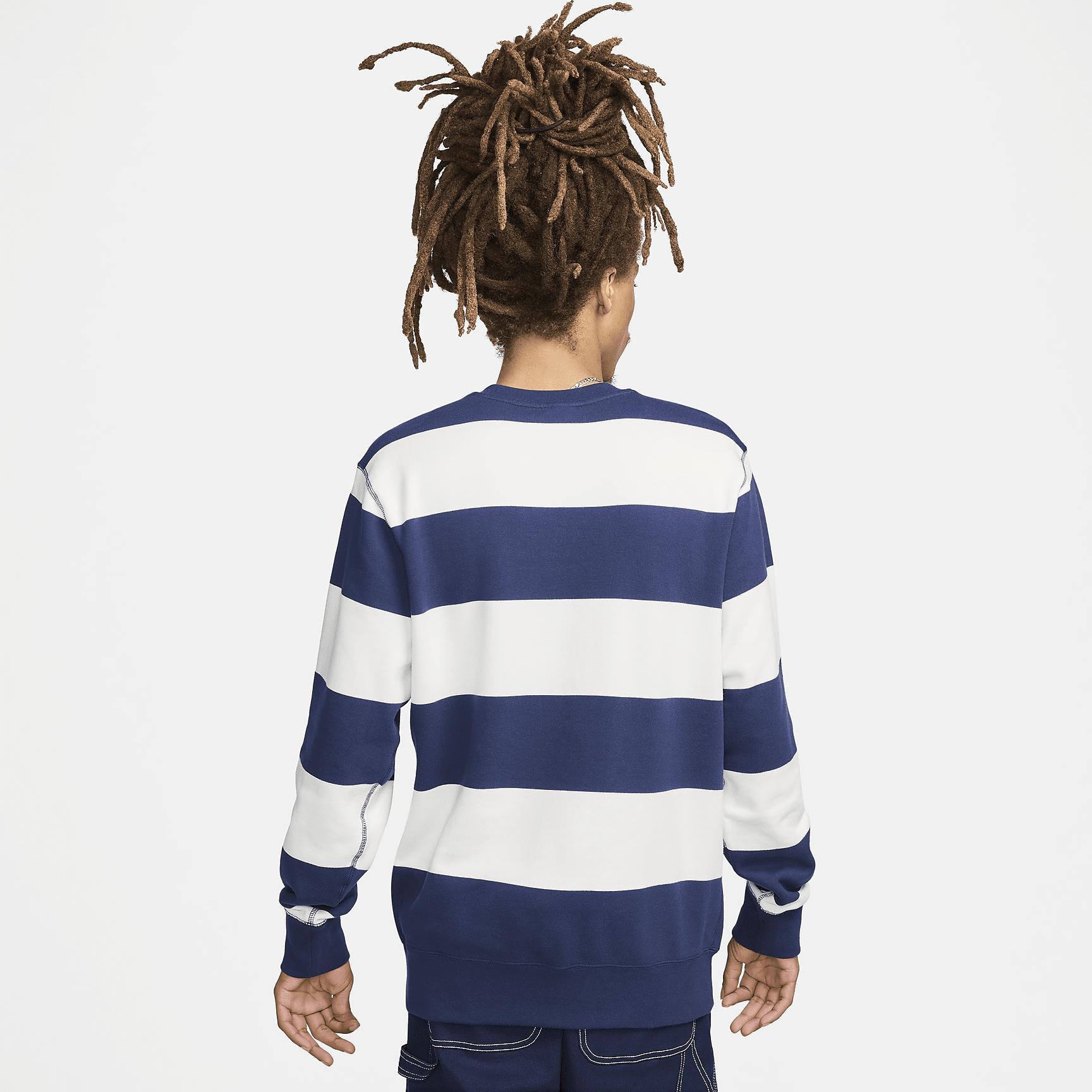 Nike Mens Club Fleece Striped Heavyweight French Terry Crewneck Sweatshirt Product Image