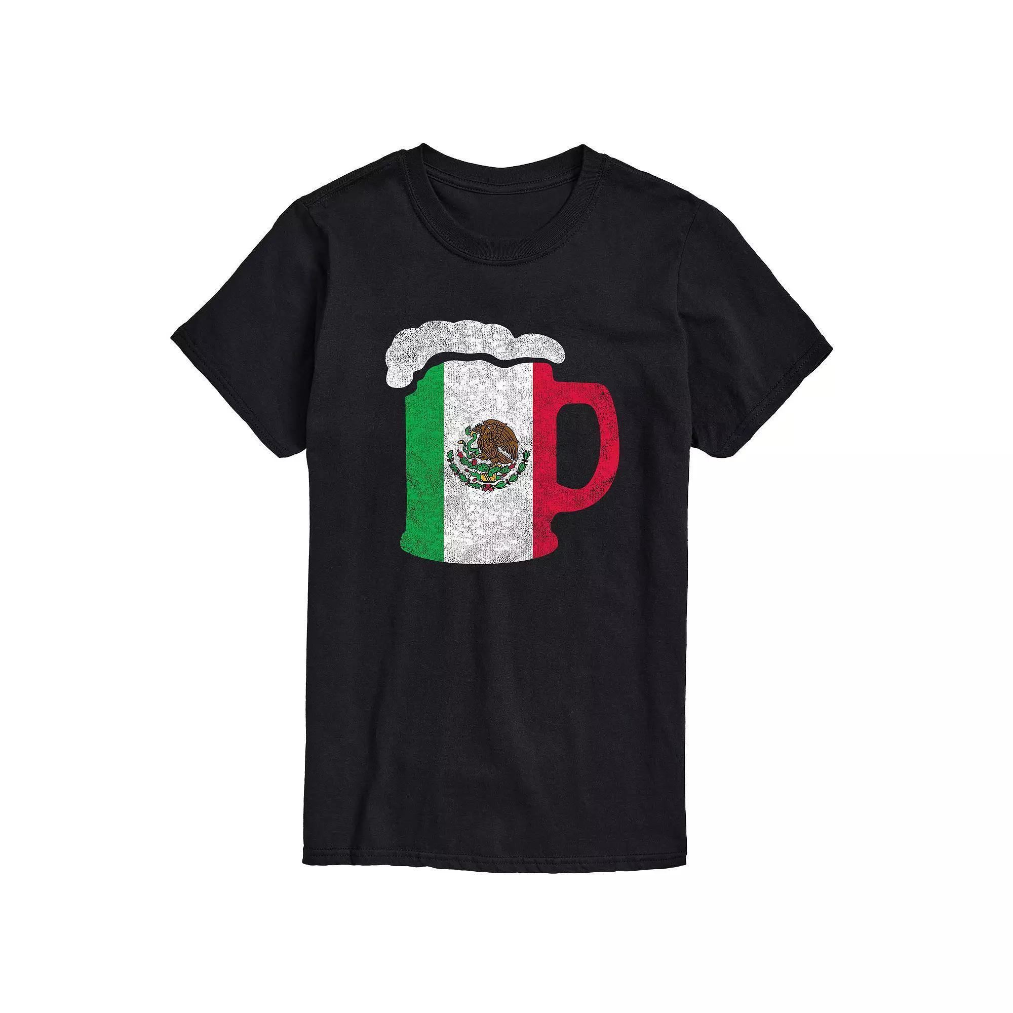 Mens Mexico Flag Beer Mug Graphic Tee Product Image