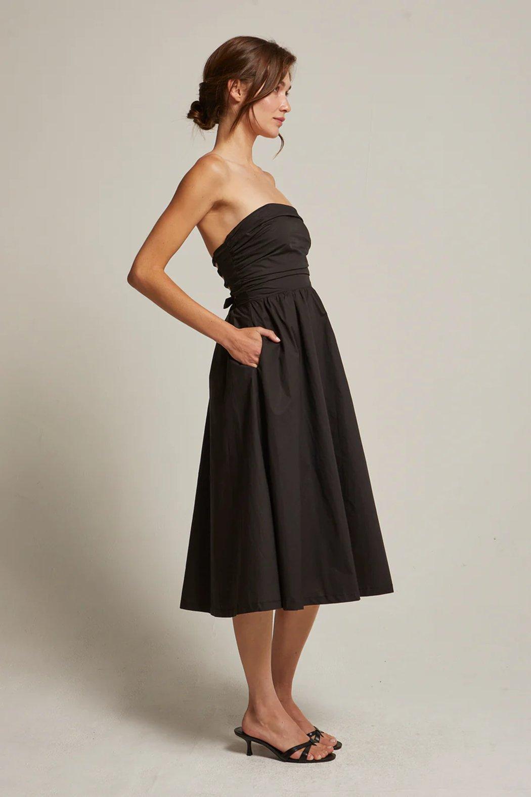 Kate Lace Up Back Poplin Midi Dress Product Image